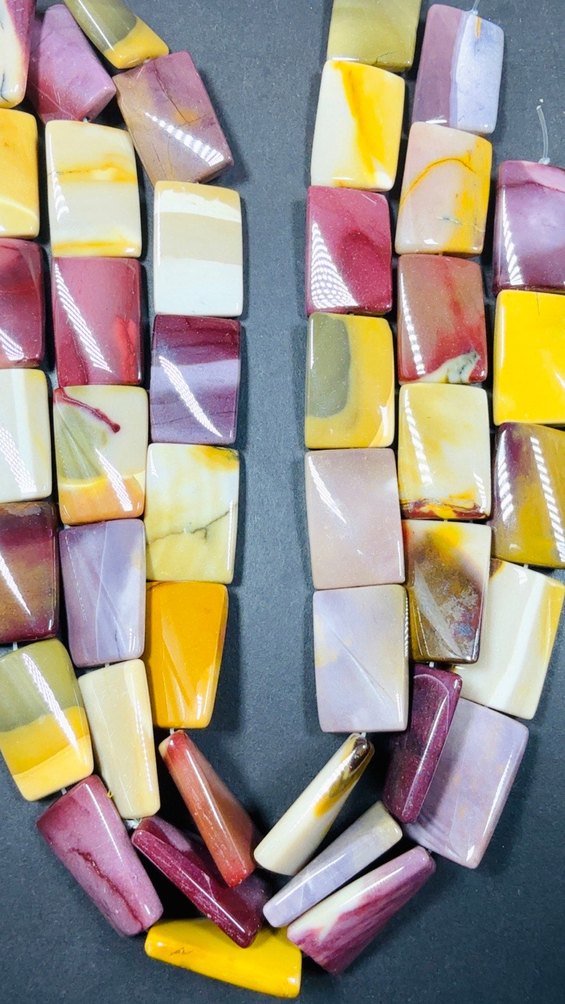 Natural Mookaite Rectangular shaped Gemstone Bead, Beautiful Natural Red, Brown, Beige Color, Full Strand 15.5".