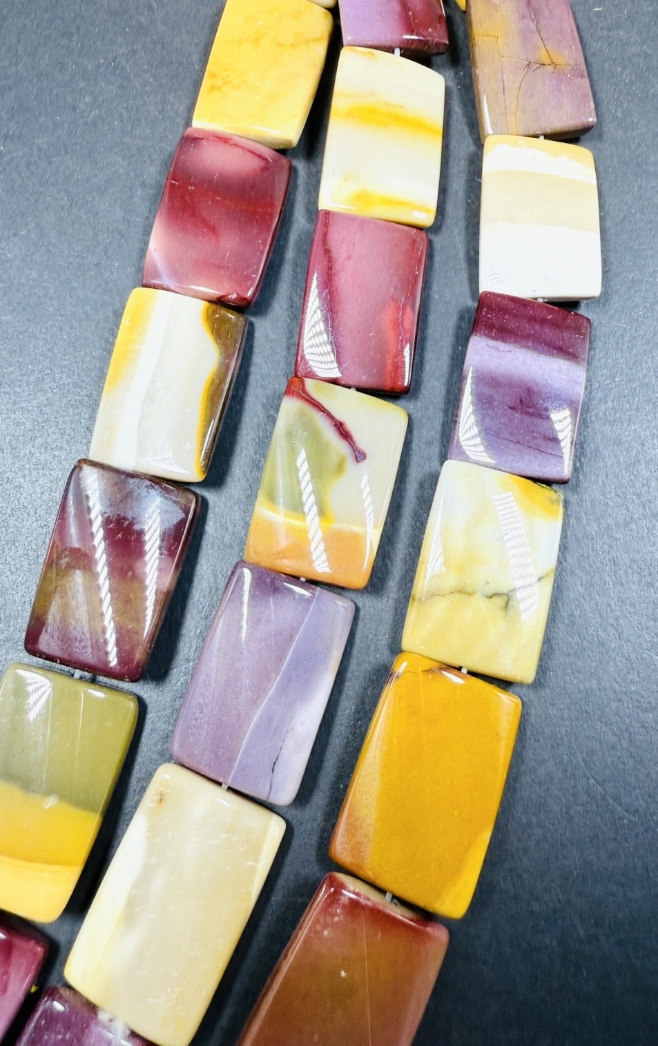 Natural Mookaite Rectangular shaped Gemstone Bead, Beautiful Natural Red, Brown, Beige Color, Full Strand 15.5".