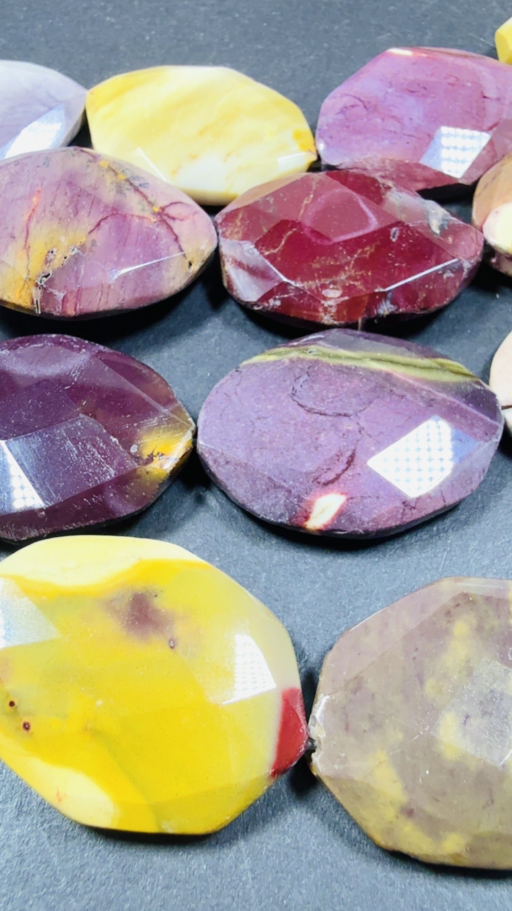 Natural Mookaite Faceted Oval Shaped Gemstone Bead, Beautiful Natural Red, Brown, Beige Color, Full Strand 15.5".