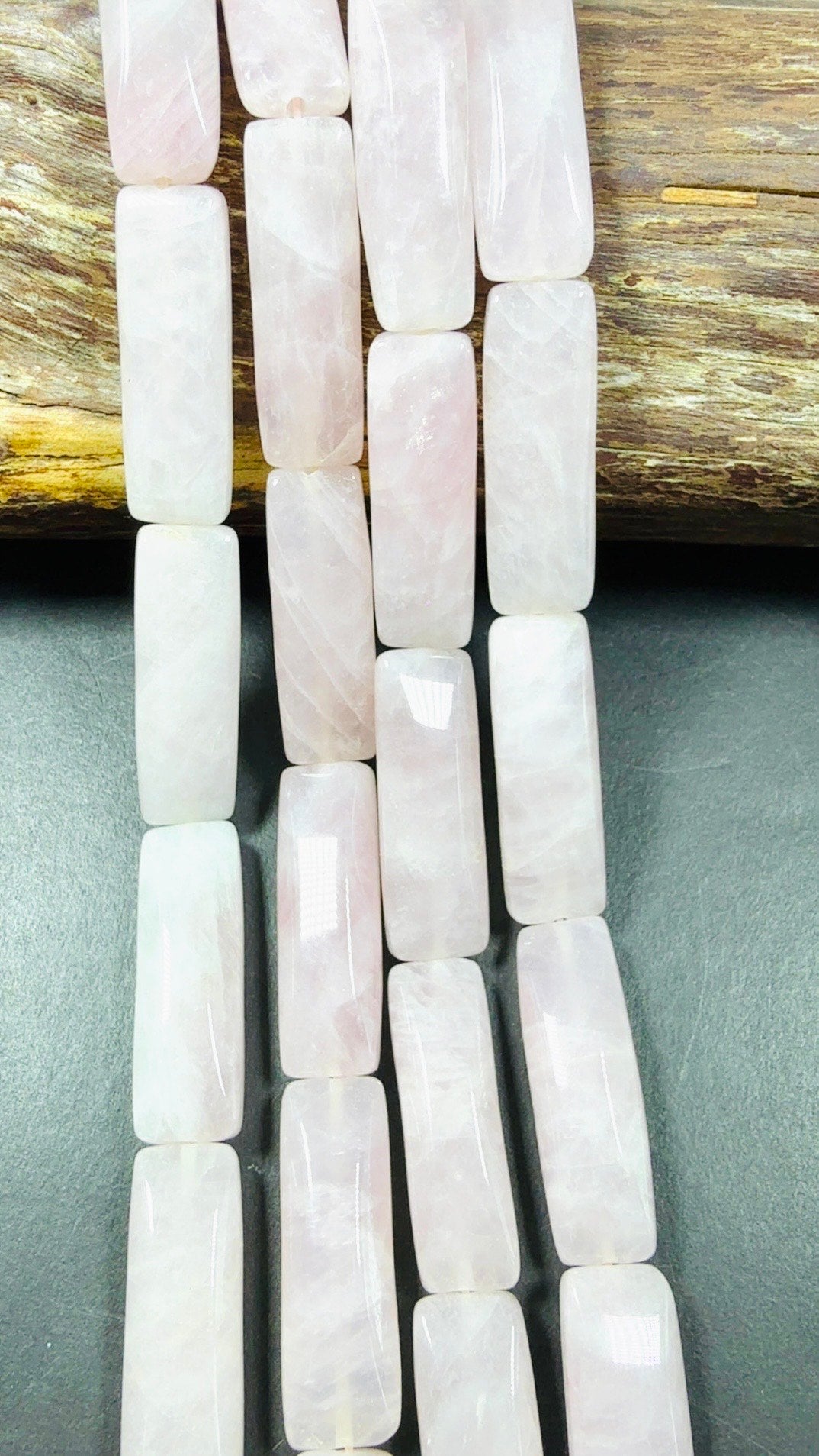 Natural Rose Quartz Gemstone Bead, Rectangular Shape with rounded edges beads, Beautiful Natural Pale Pink Color Rose Quartz 15.5"