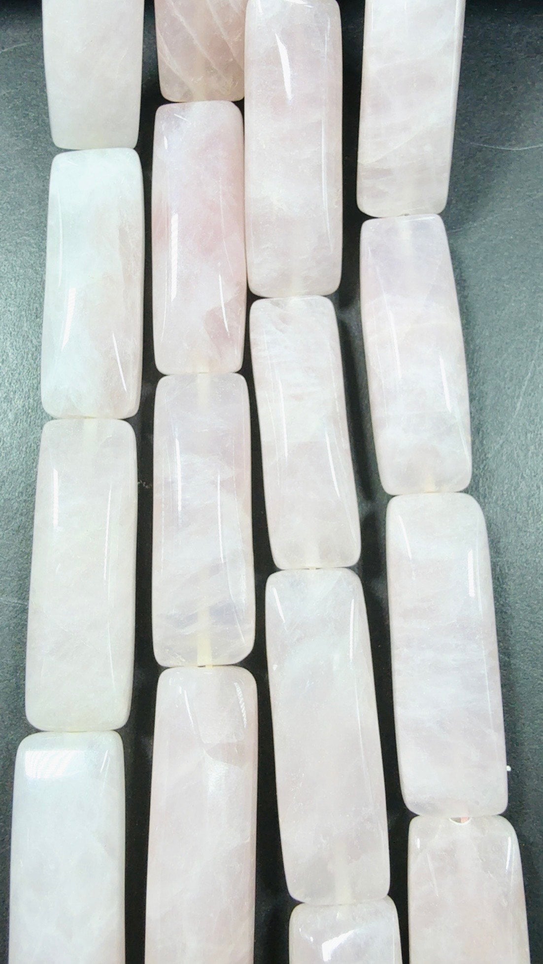 Natural Rose Quartz Gemstone Bead, Rectangular Shape with rounded edges beads, Beautiful Natural Pale Pink Color Rose Quartz 15.5"