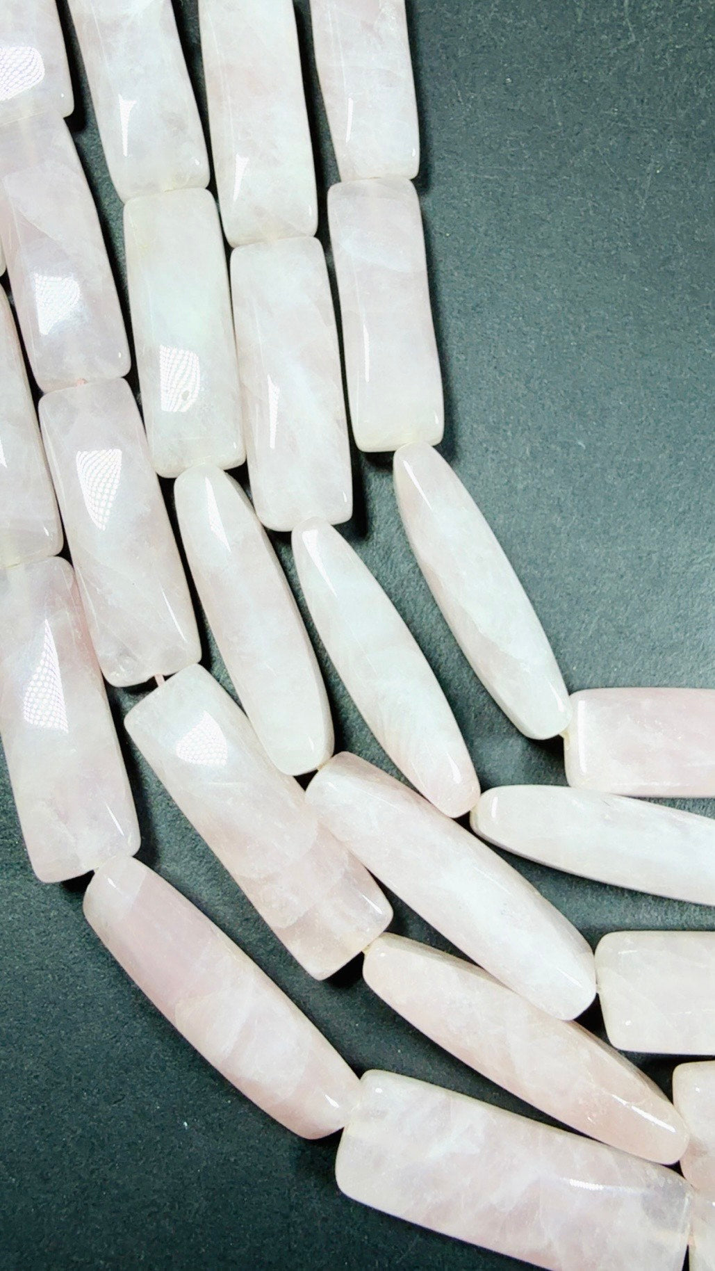 Natural Rose Quartz Gemstone Bead, Rectangular Shape with rounded edges beads, Beautiful Natural Pale Pink Color Rose Quartz 15.5"