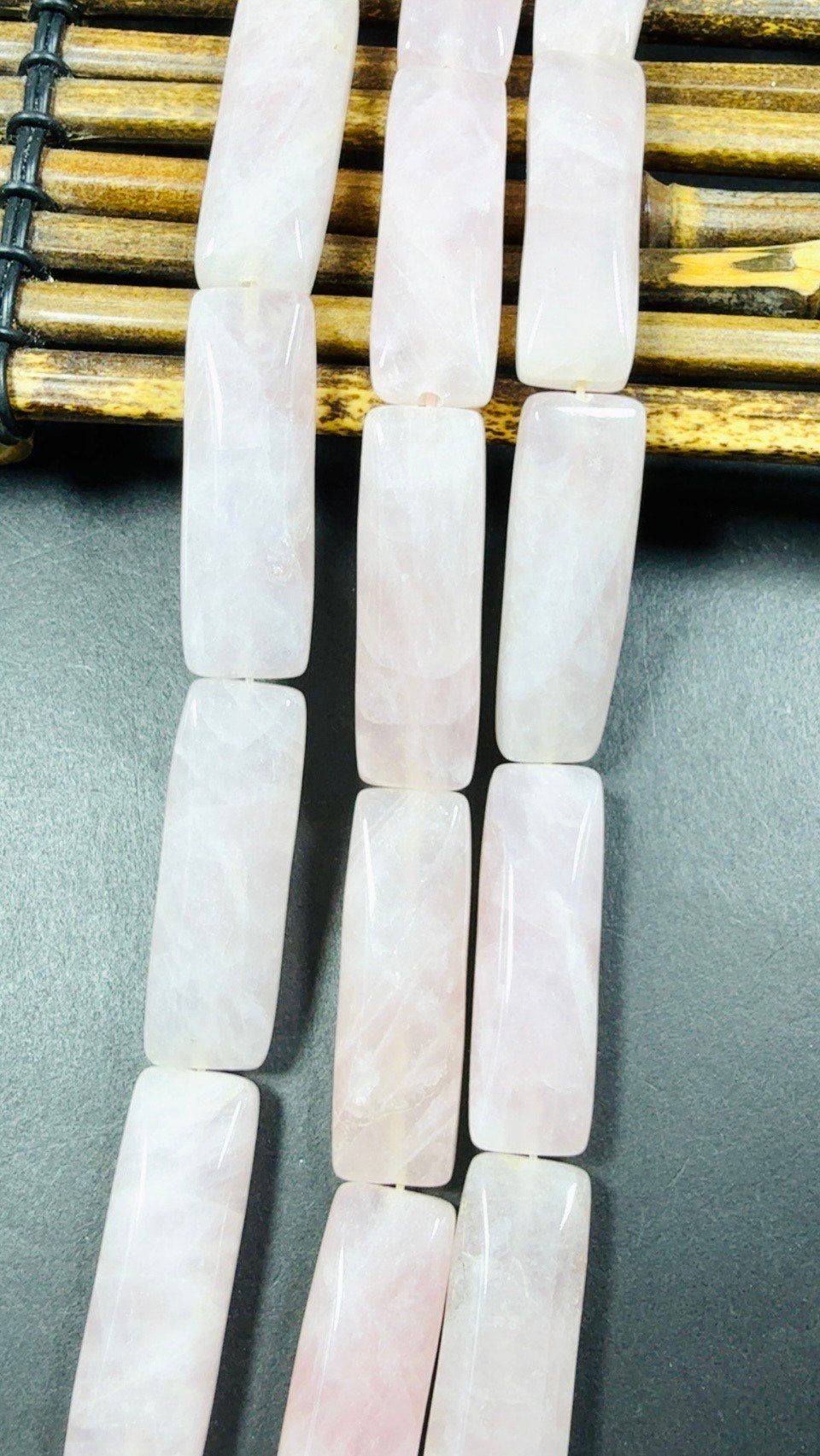 Natural Rose Quartz Gemstone Bead, Rectangular Shape with rounded edges beads, Beautiful Natural Pale Pink Color Rose Quartz 15.5"