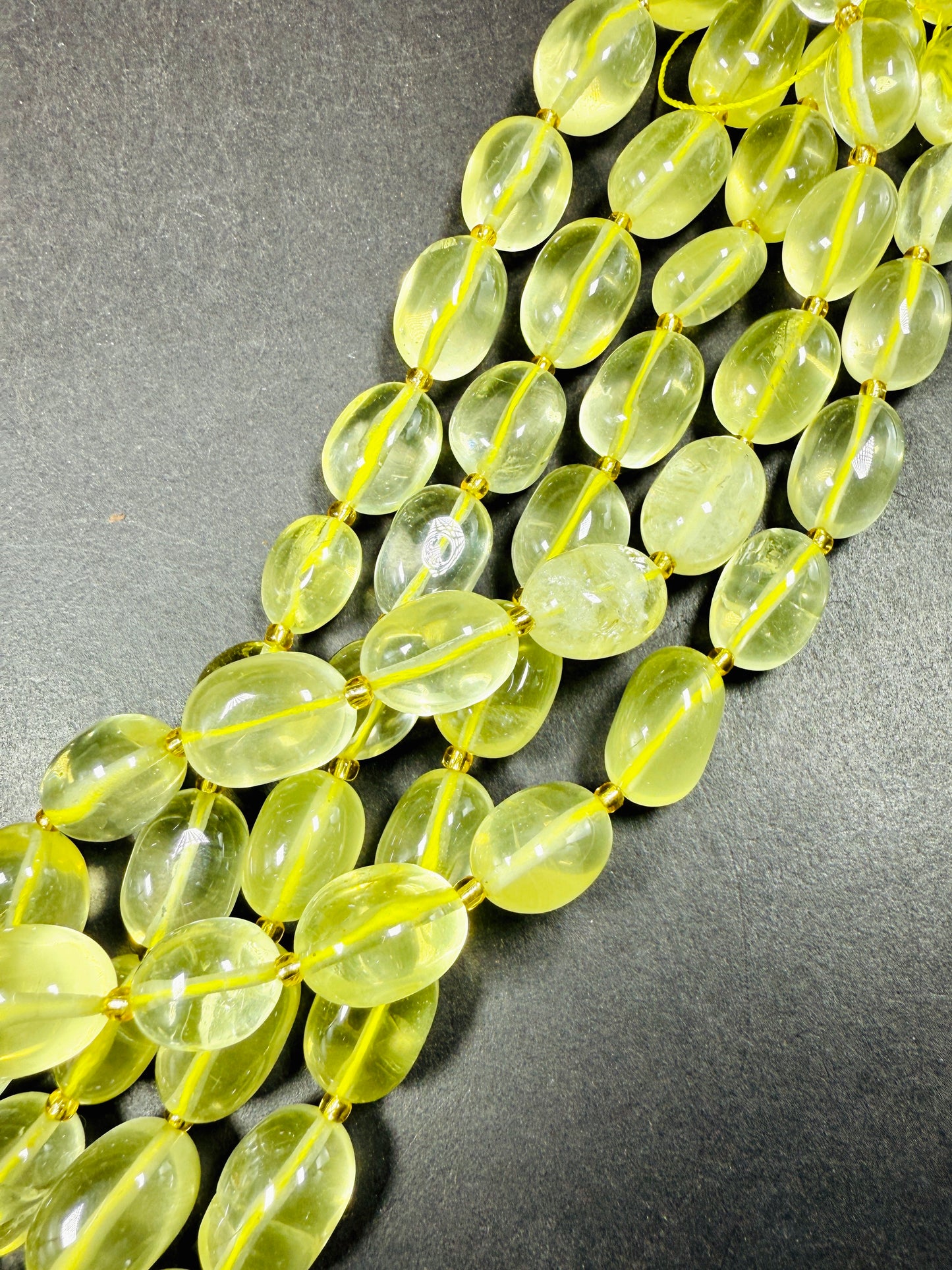 NATURAL Lemon Quartz Gemstone Bead 16x12mm Oval Shape, Beautiful Lemon Yellow Color Quartz Gemstone Bead Great Quality 15.5"