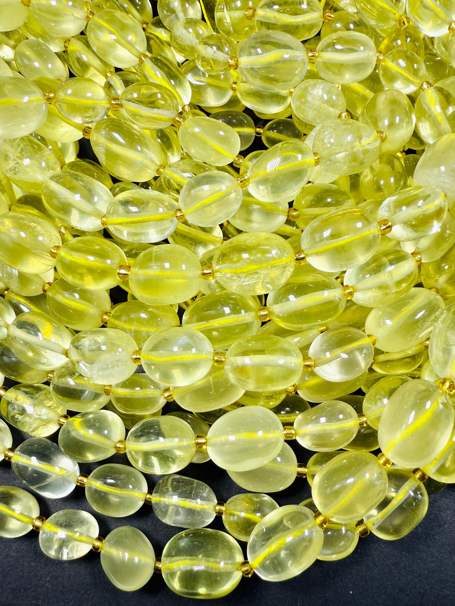 NATURAL Lemon Quartz Gemstone Bead 16x12mm Oval Shape, Beautiful Lemon Yellow Color Quartz Gemstone Bead Great Quality 15.5"