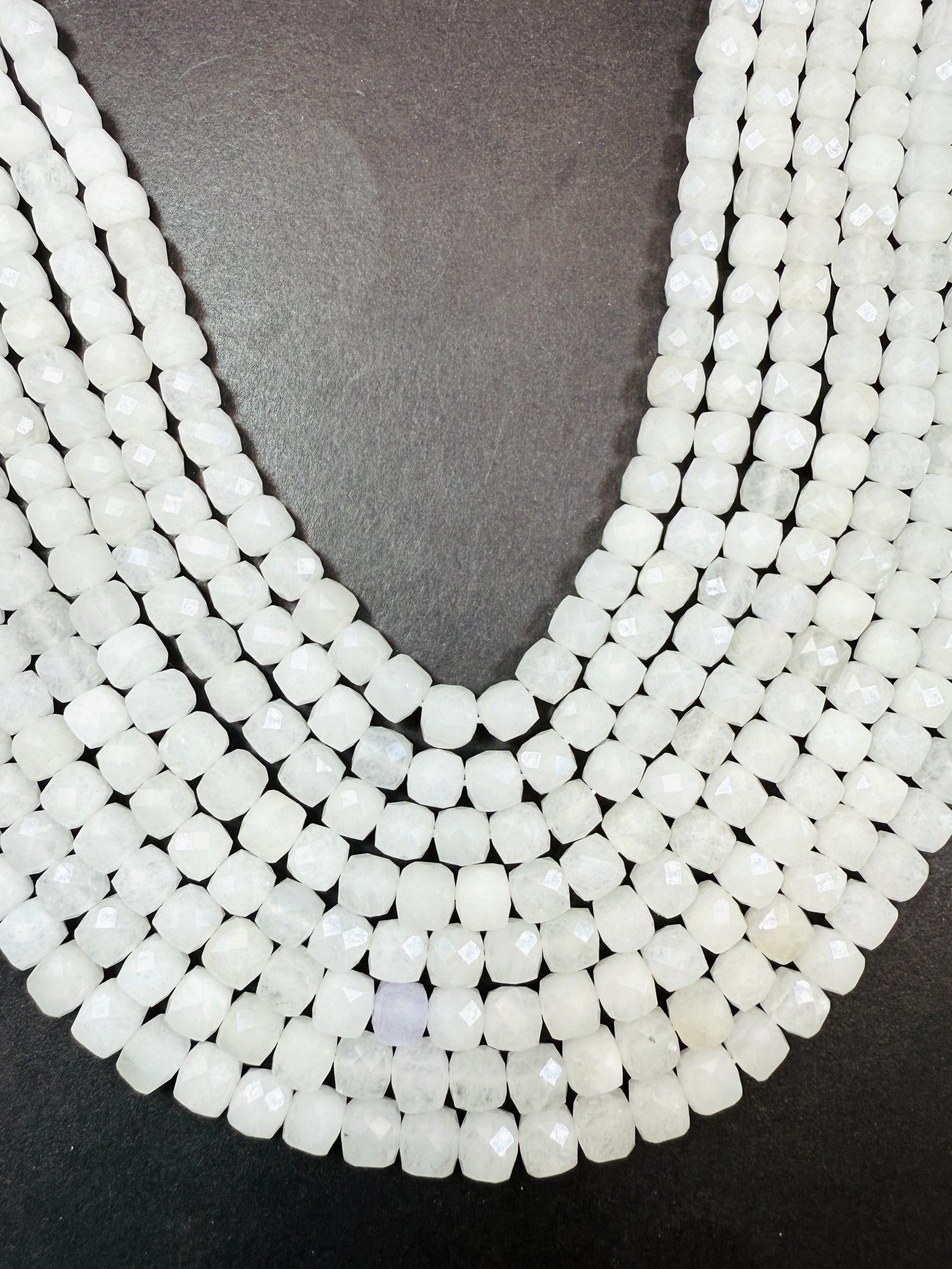 AAA Natural White Moonstone jade bead . Faceted 6mm cube shape bead. Beautiful natural white moonstone . Full strand 15.5”