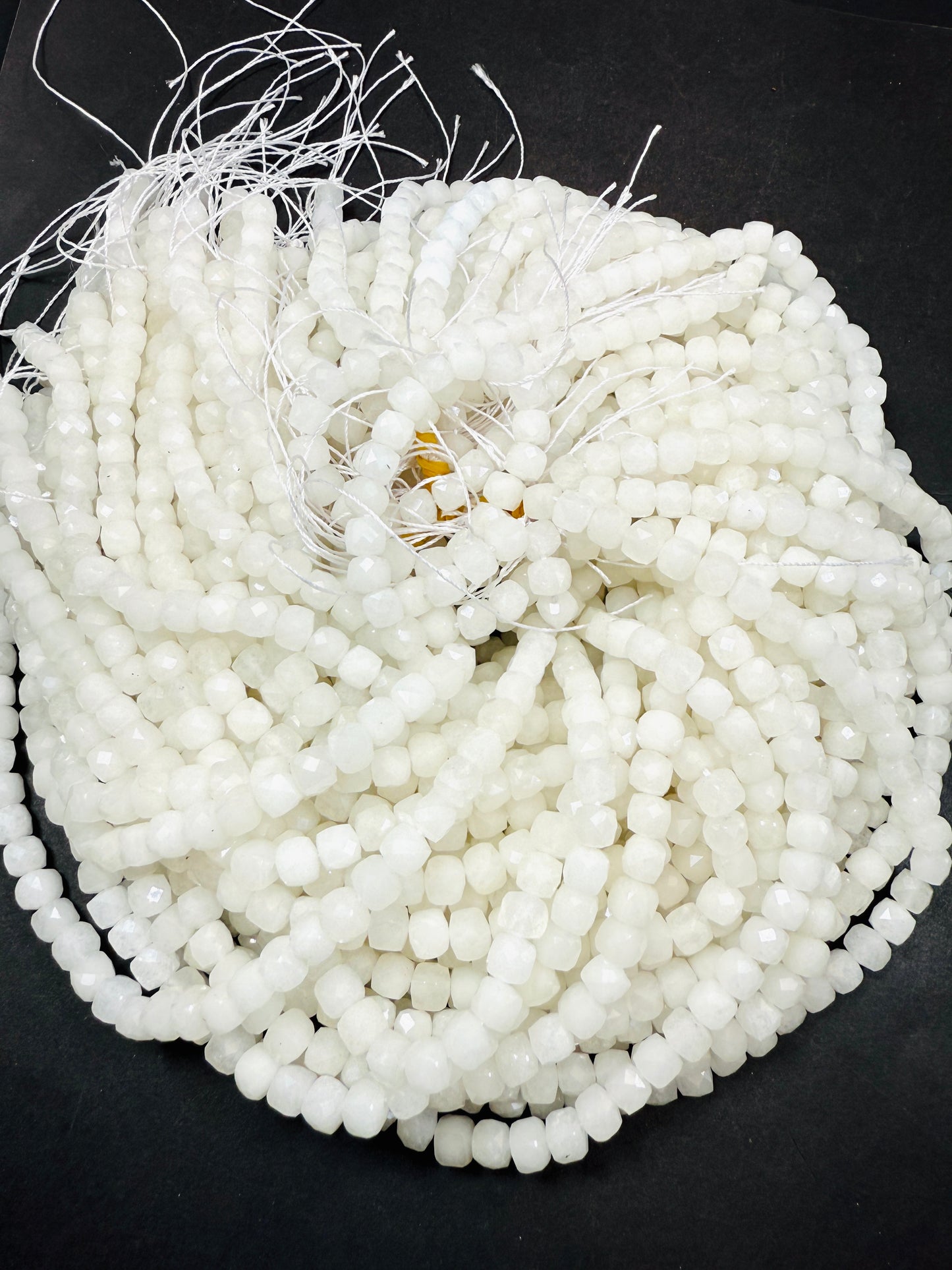 AAA Natural White Moonstone jade bead . Faceted 6mm cube shape bead. Beautiful natural white moonstone . Full strand 15.5”