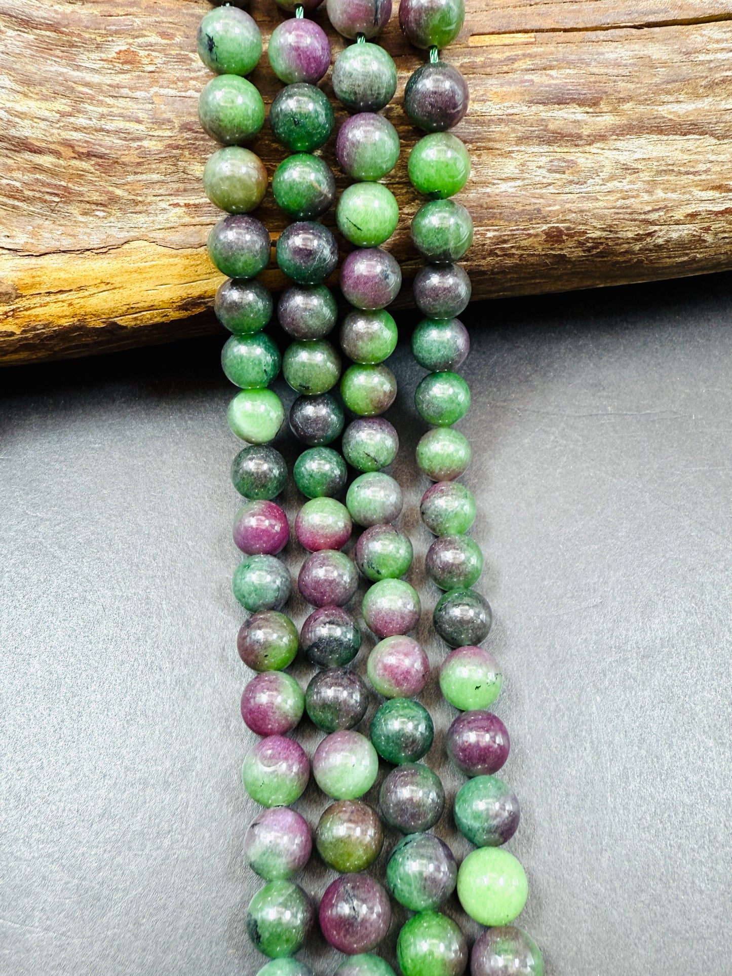 Natural Purple Green Jade Gemstone Bead 10mm Smooth Round Bead, Beautiful Natural Jade Gemstone Great Quality Full Strand 15.5"