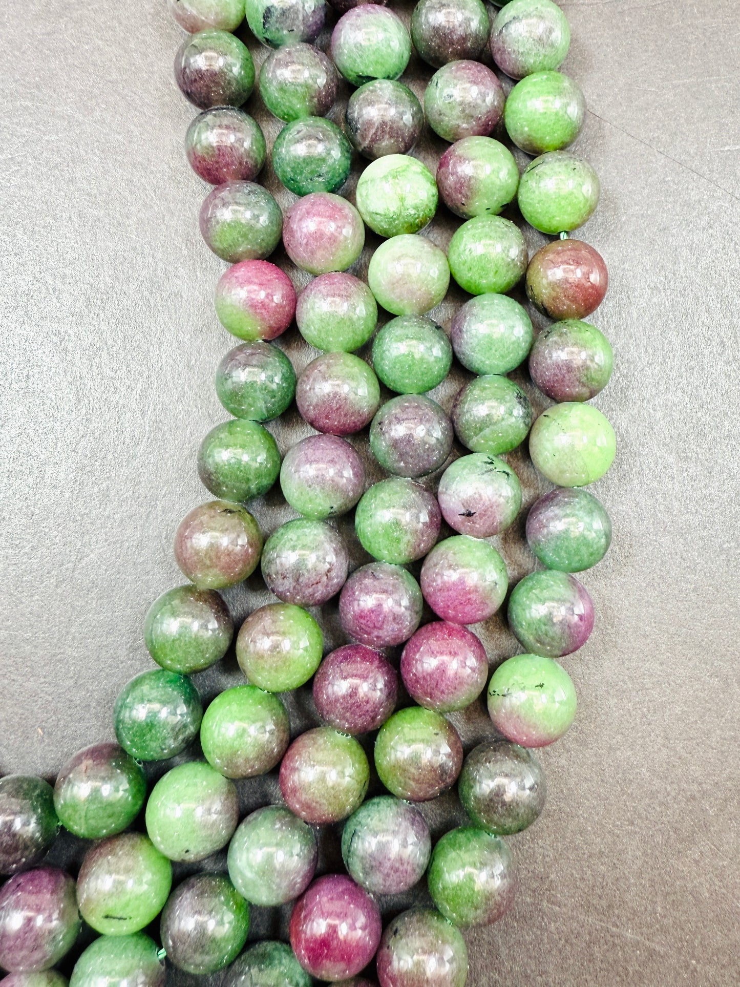 Natural Purple Green Jade Gemstone Bead 10mm Smooth Round Bead, Beautiful Natural Jade Gemstone Great Quality Full Strand 15.5"