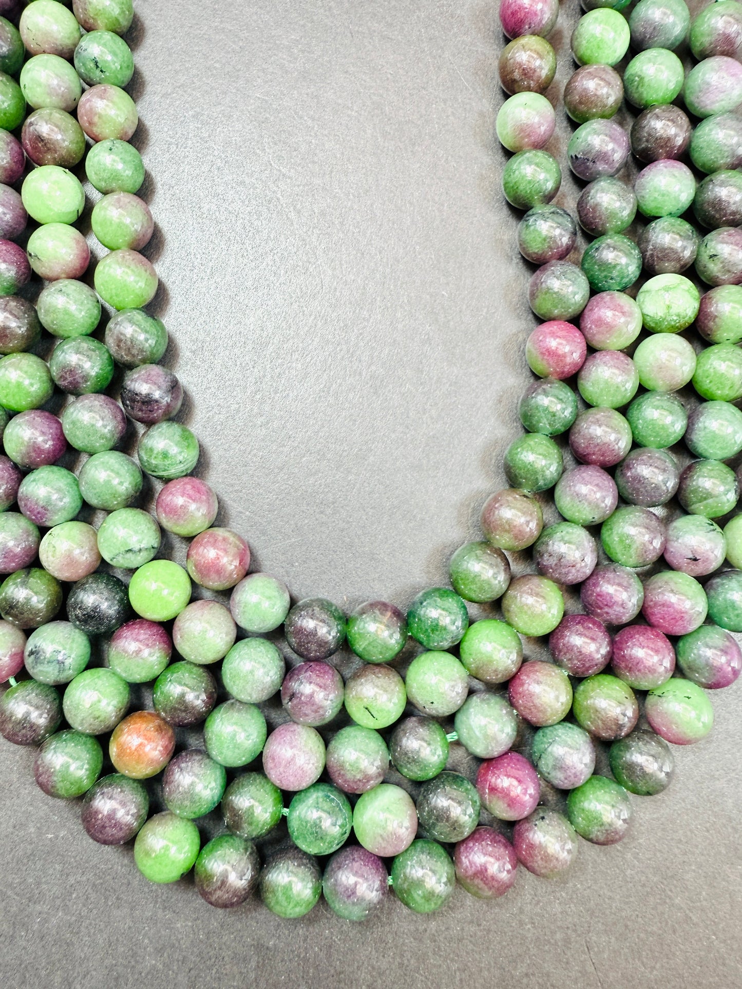 Natural Purple Green Jade Gemstone Bead 10mm Smooth Round Bead, Beautiful Natural Jade Gemstone Great Quality Full Strand 15.5"