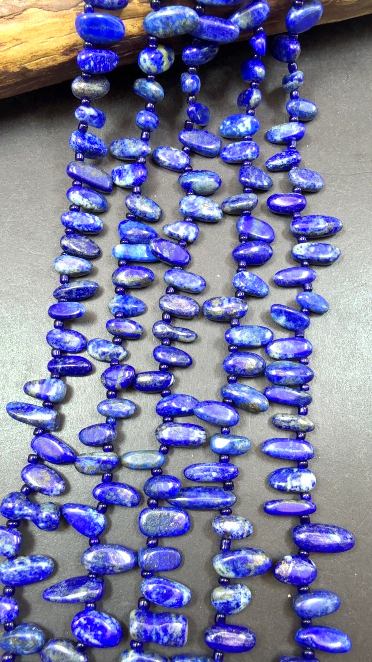 AAA Natural Lapis Lazuli Freeform Teeth. Beautiful Natural Royal Blue Color Lapis Lazuli. Excellent Quality 15.5"