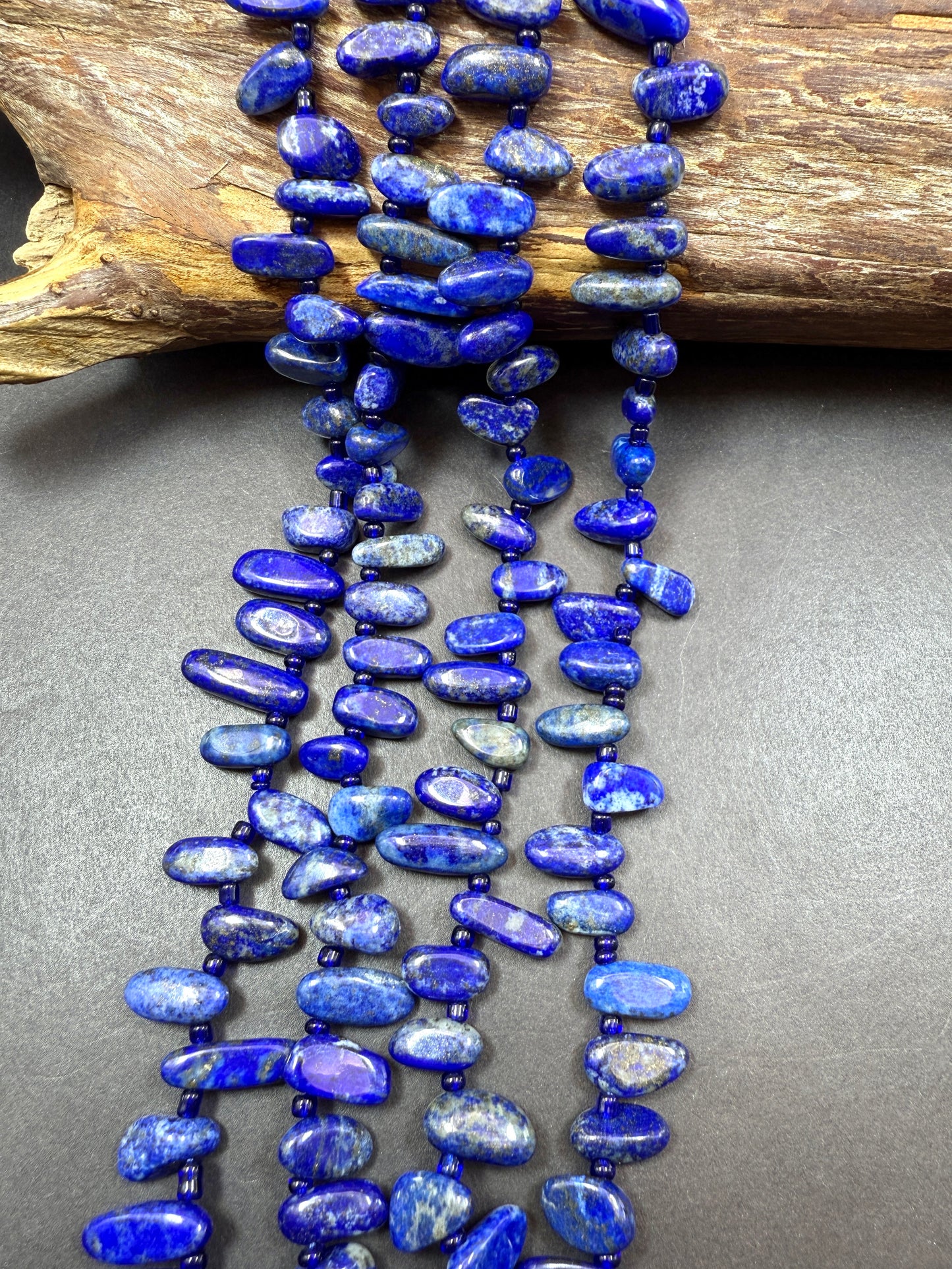 AAA Natural Lapis Lazuli Freeform Teeth. Beautiful Natural Royal Blue Color Lapis Lazuli. Excellent Quality 15.5"