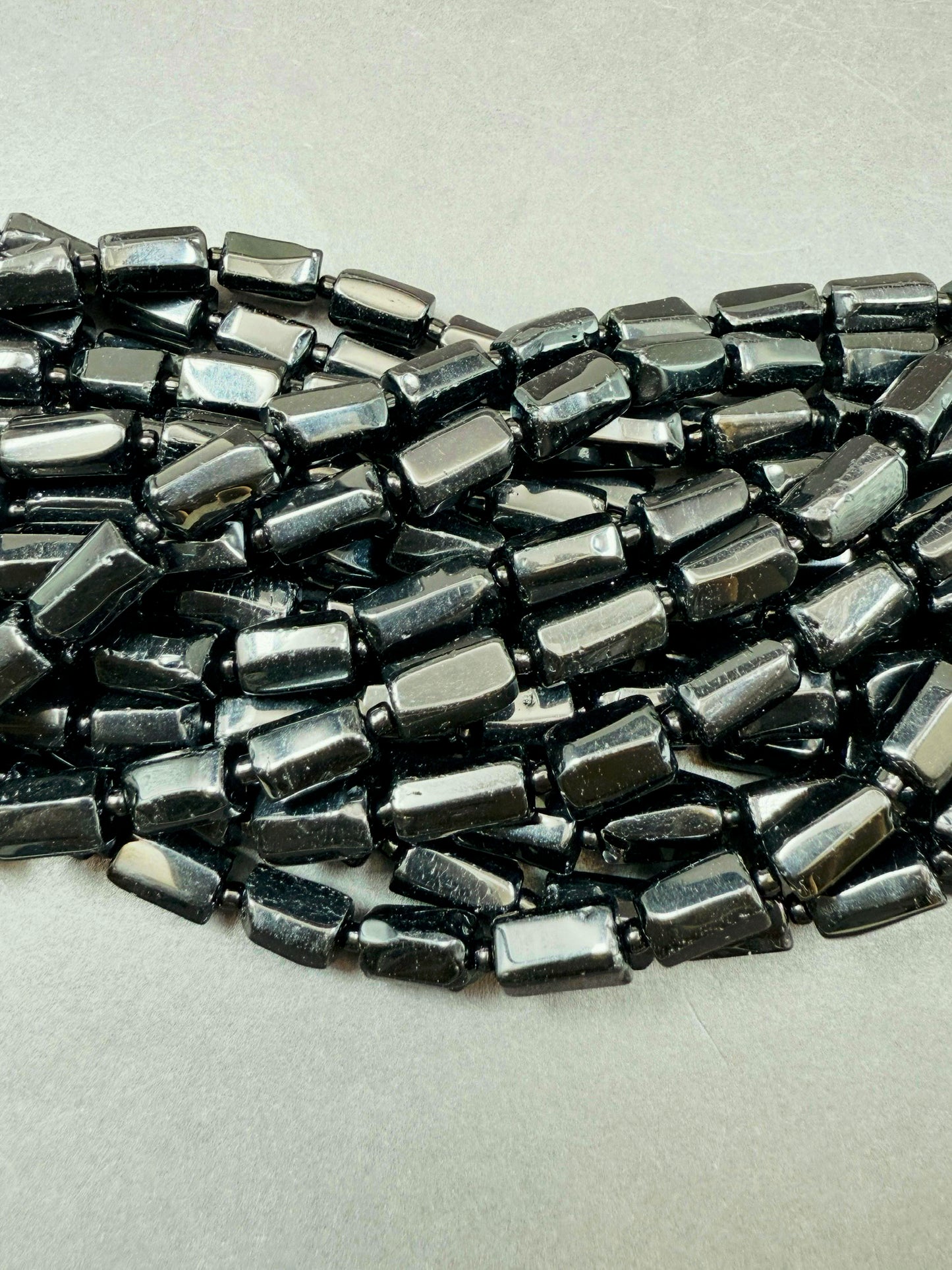 AAA natural black tourmaline tube beads. Natural black Gemstone beads 7mm. Bead strand 15.5”