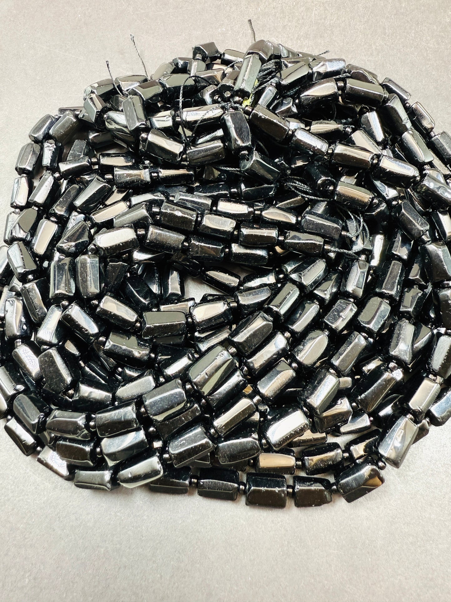AAA natural black tourmaline tube beads. Natural black Gemstone beads 7mm. Bead strand 15.5”