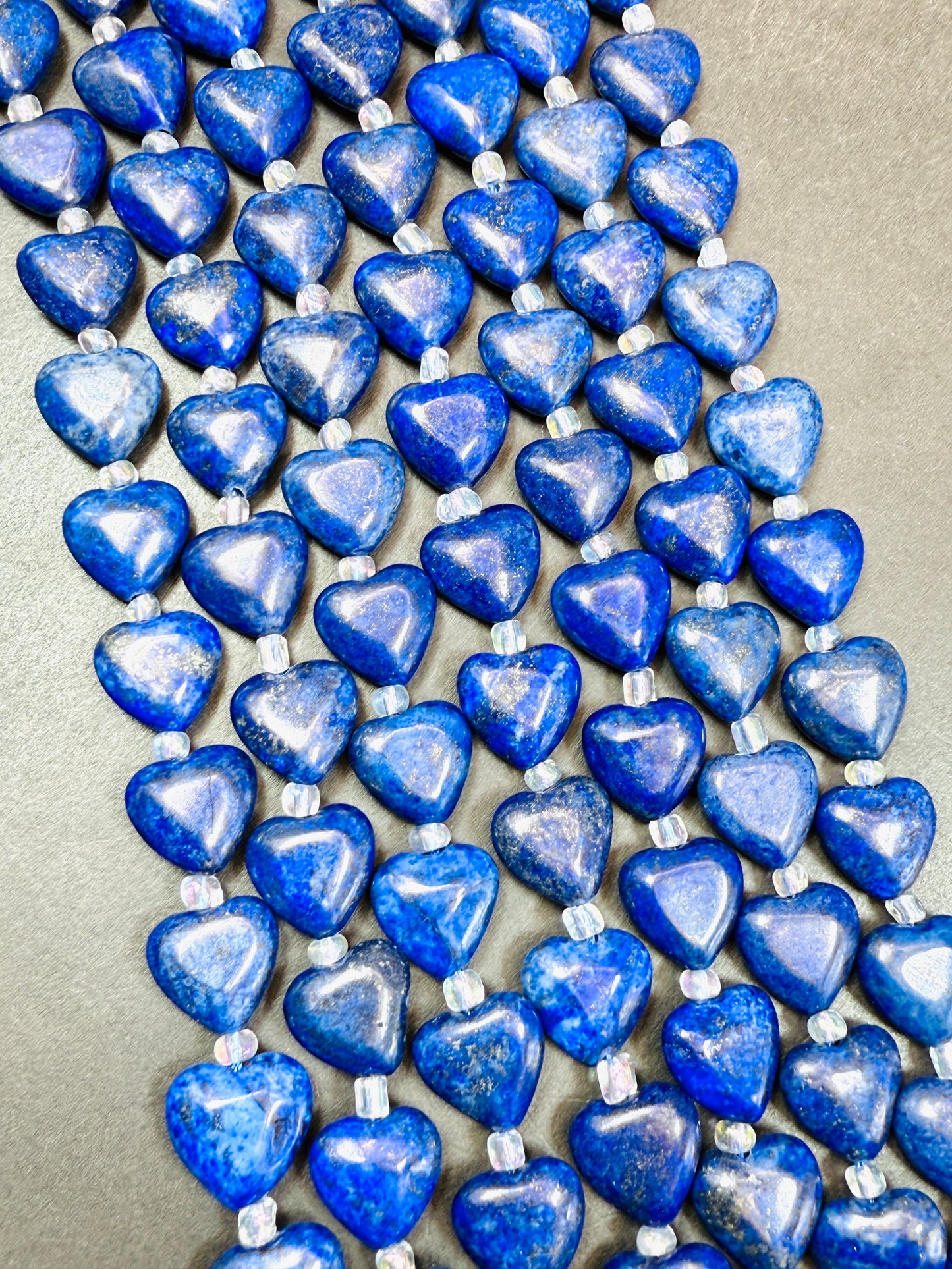 AAA Natural Lapis Lazuli Heart Shape Bead, Beautiful Natural Royal Blue Color Lapis Lazuli, 15mm. Excellent Quality 15.5"