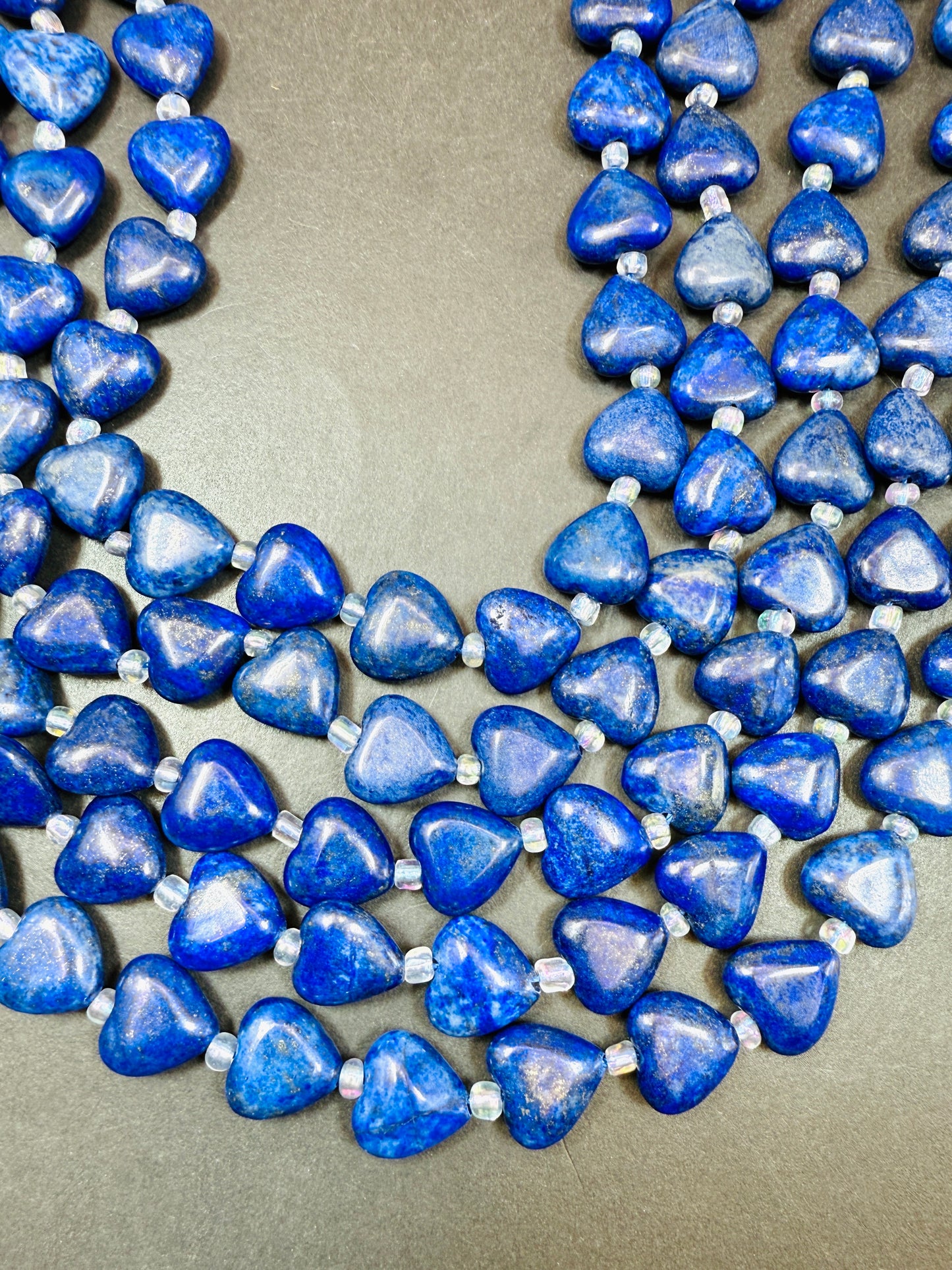 AAA Natural Lapis Lazuli Heart Shape Bead, Beautiful Natural Royal Blue Color Lapis Lazuli, 15mm. Excellent Quality 15.5"
