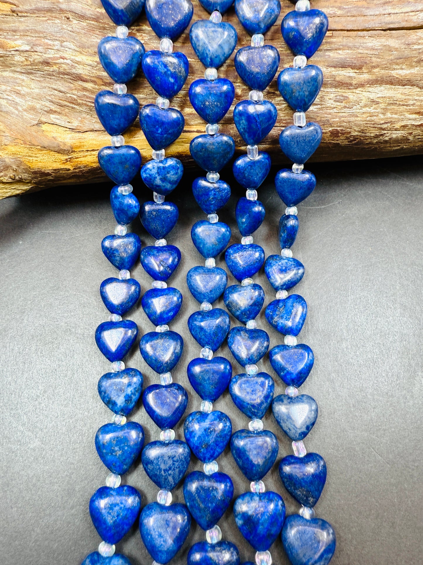 AAA Natural Lapis Lazuli Heart Shape Bead, Beautiful Natural Royal Blue Color Lapis Lazuli, 15mm. Excellent Quality 15.5"
