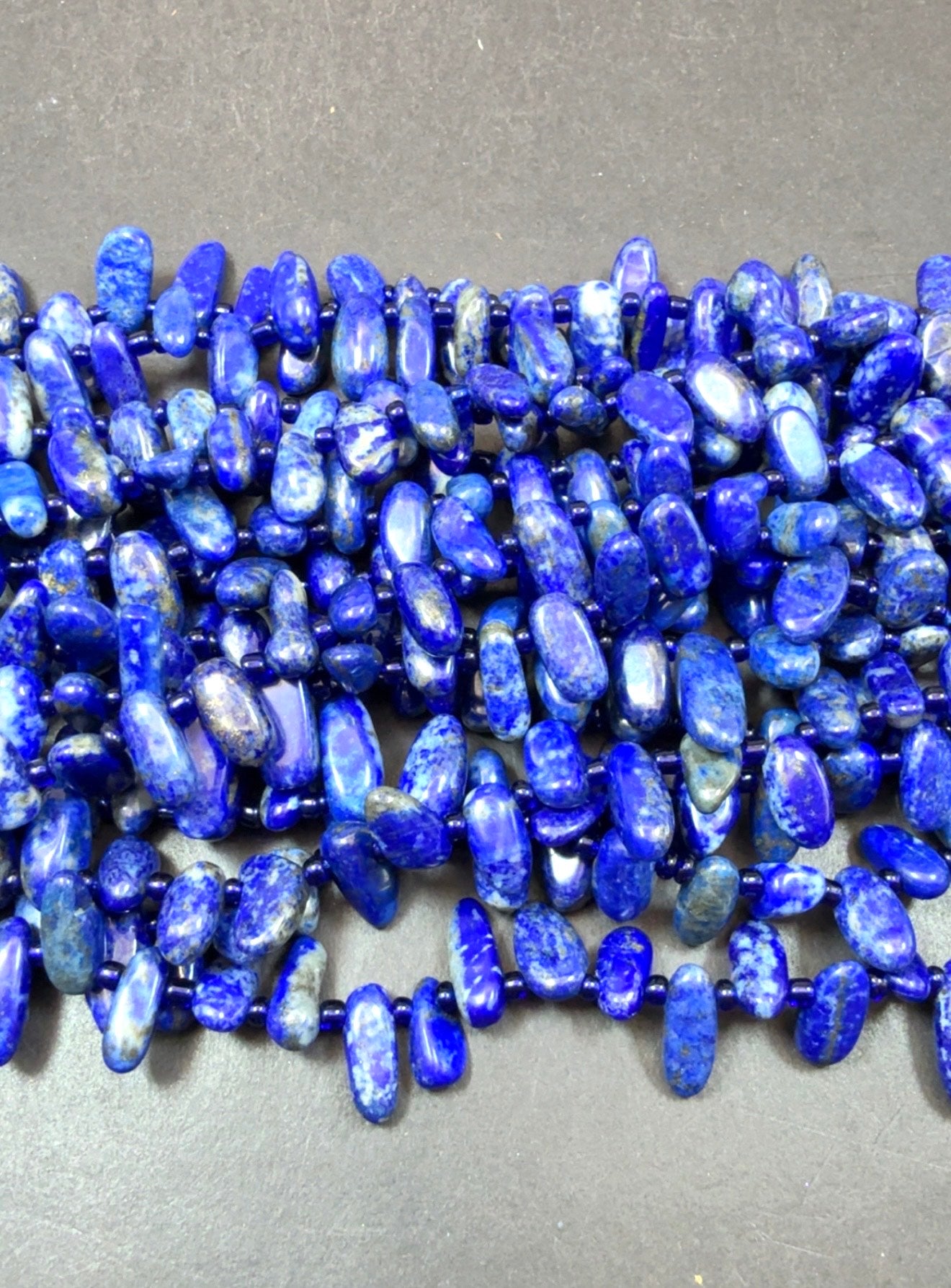 AAA Natural Lapis Lazuli Freeform Teeth. Beautiful Natural Royal Blue Color Lapis Lazuli. Excellent Quality 15.5"