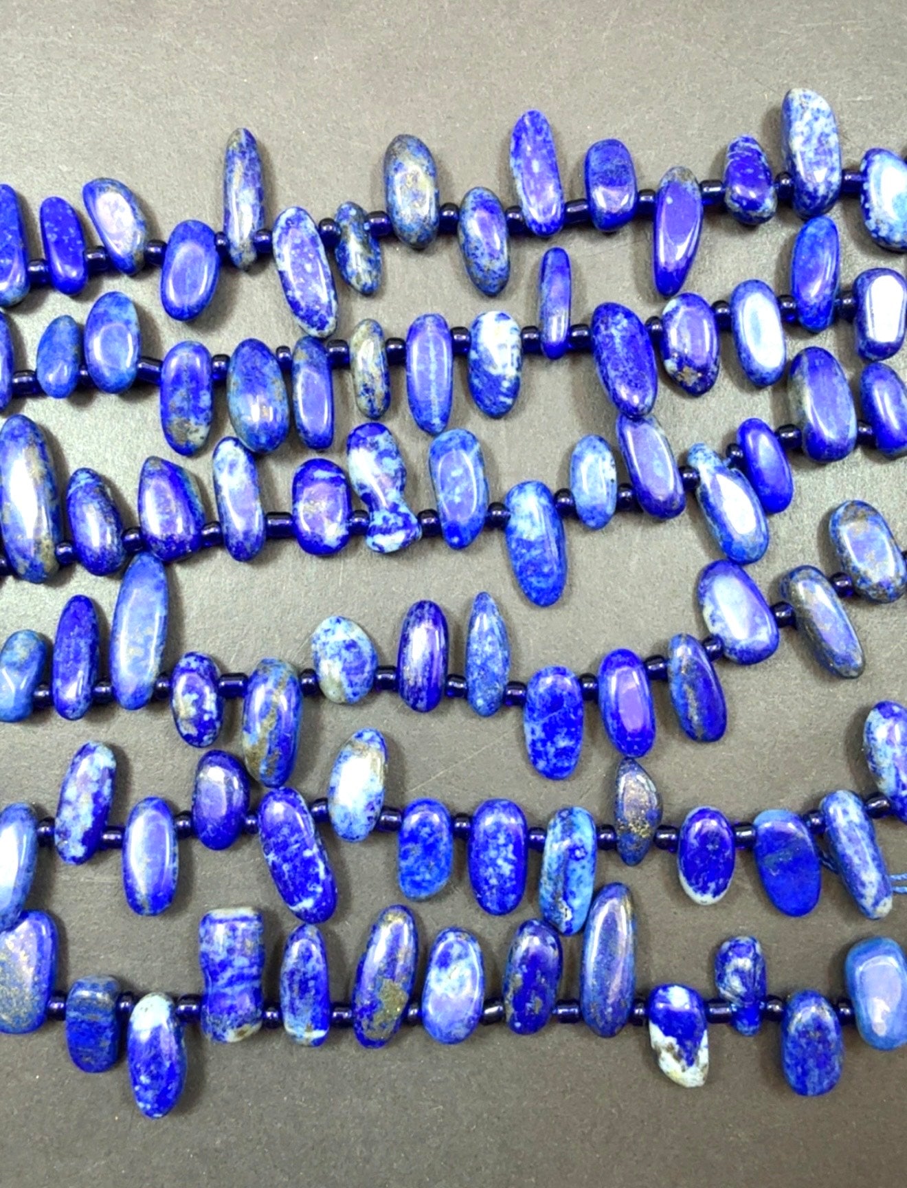 AAA Natural Lapis Lazuli Freeform Teeth. Beautiful Natural Royal Blue Color Lapis Lazuli. Excellent Quality 15.5"