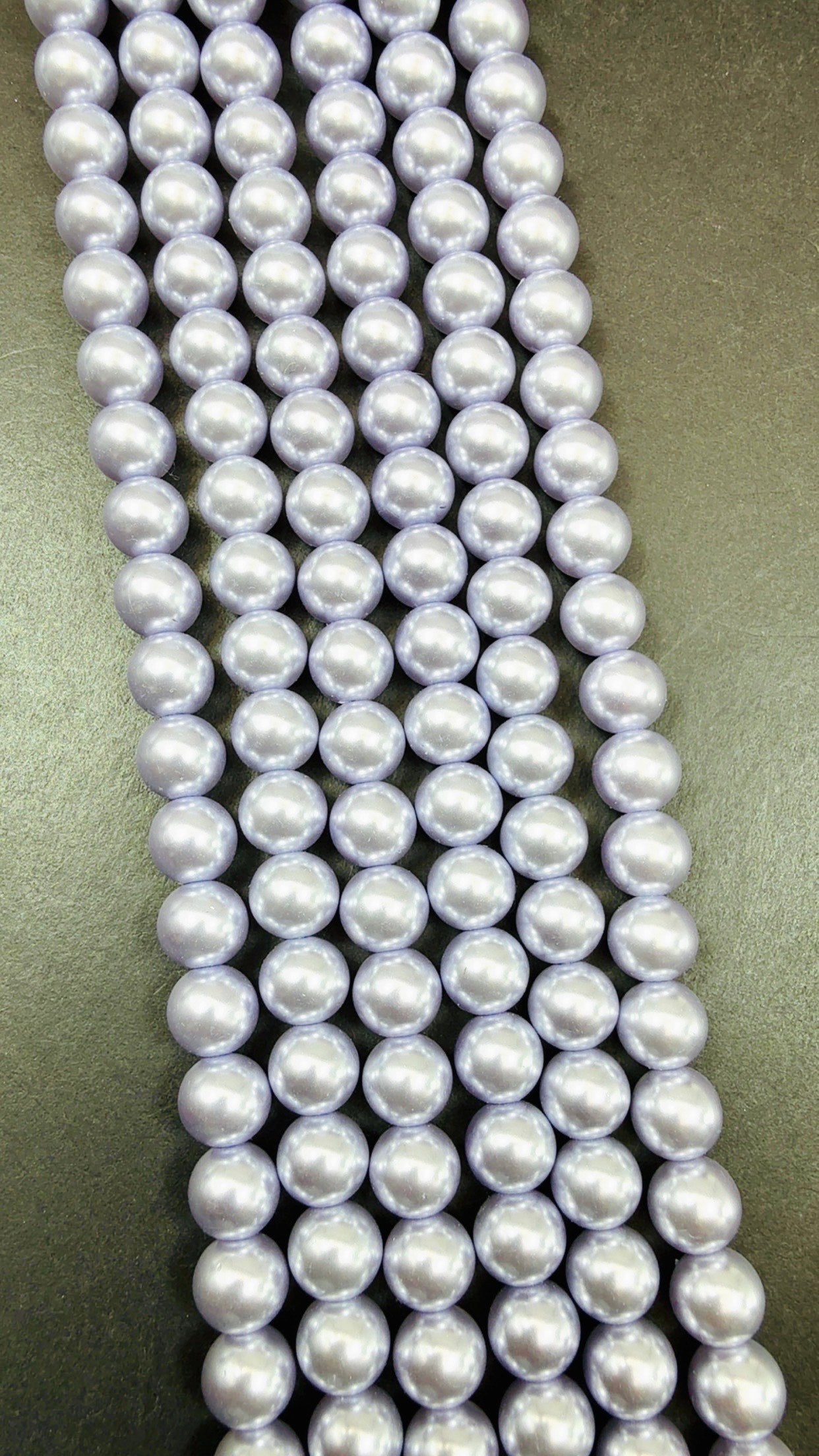 Chinese Swarovski Pearl Crystal Beads. 8mm Smooth Round Bead, Beautiful Light Purple with grey tone Swarovski Crystal Pearl 15.5"