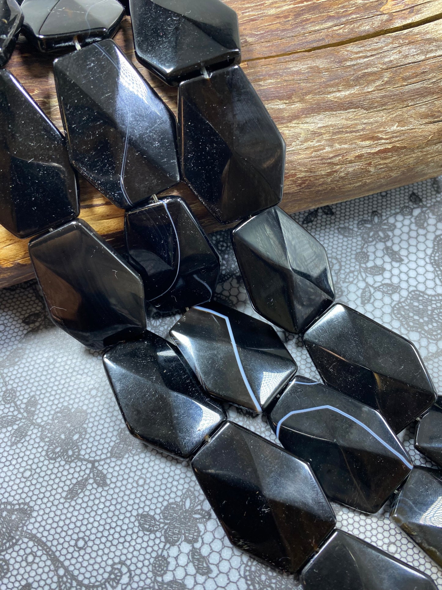 AAA Natural black Agate bead 29x39mm. Natural gemstone agate beads. Great for jewelry making ! 15.5''