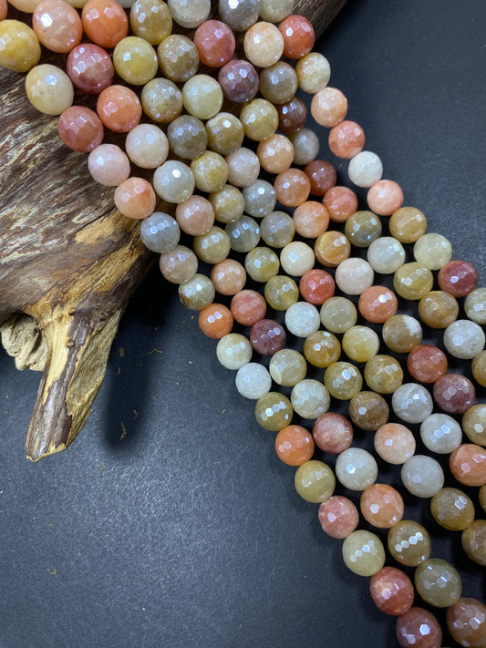 Mystic Yellow Brown Golden Jade Gemstone Beads 6mm, 8mm, 10mm.Faceted Round Beads, Beautiful Bead, Great Quality Bead! Full Length 15"