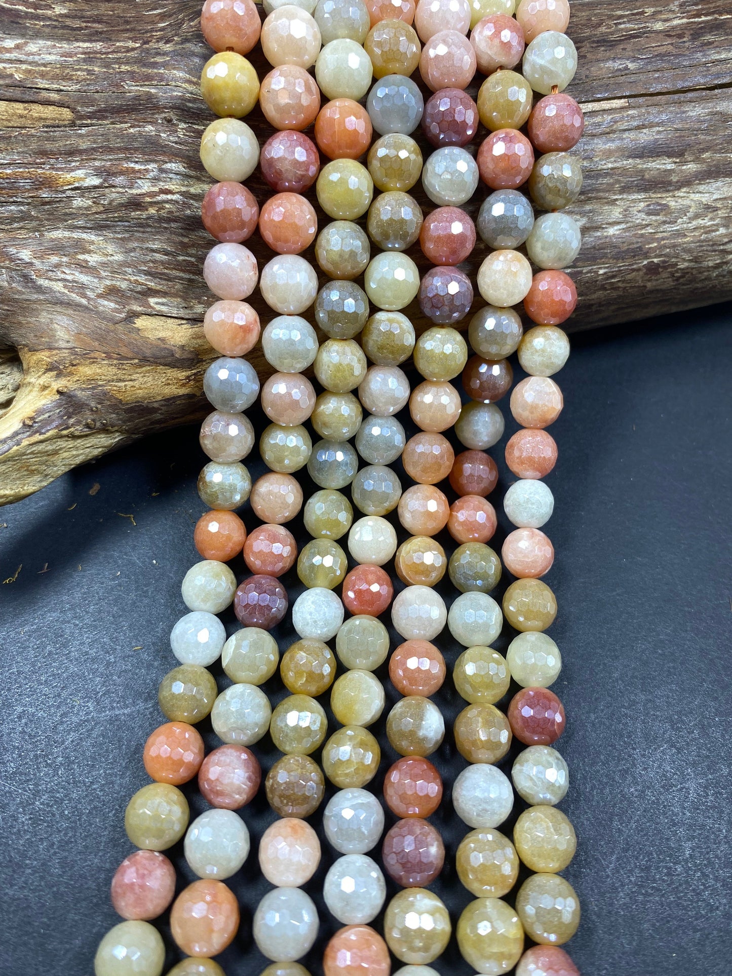 Mystic Yellow Brown Golden Jade Gemstone Beads 6mm, 8mm, 10mm.Faceted Round Beads, Beautiful Bead, Great Quality Bead! Full Length 15"