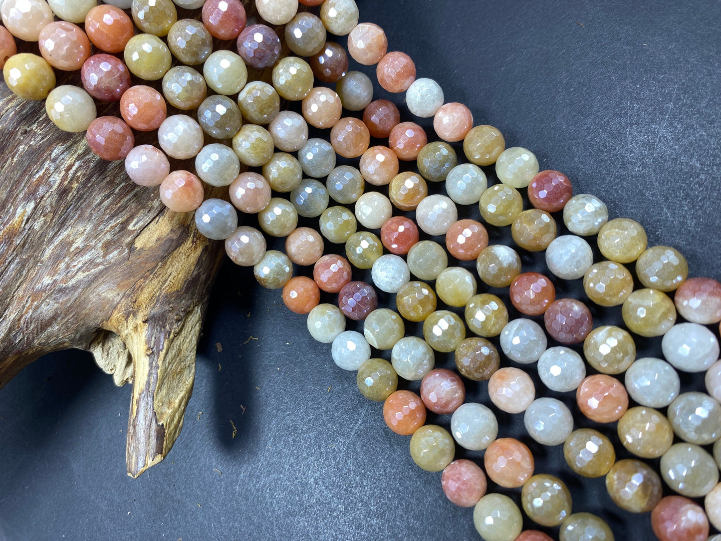 Mystic Yellow Brown Golden Jade Gemstone Beads 6mm, 8mm, 10mm.Faceted Round Beads, Beautiful Bead, Great Quality Bead! Full Length 15"