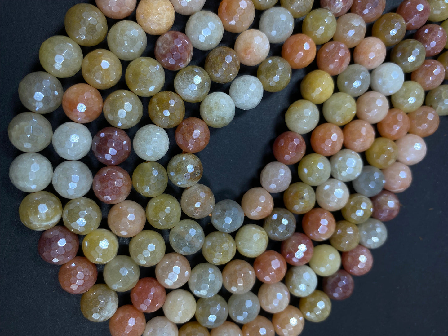 Mystic Yellow Brown Golden Jade Gemstone Beads 6mm, 8mm, 10mm.Faceted Round Beads, Beautiful Bead, Great Quality Bead! Full Length 15"