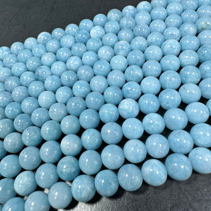 NATURAL Aquamarine Quartz Gemstone Round 8mm Beads. Amazing Blue Color Loose Beads, Excellent Quality Gemstone Beads Full Strand 15.5"