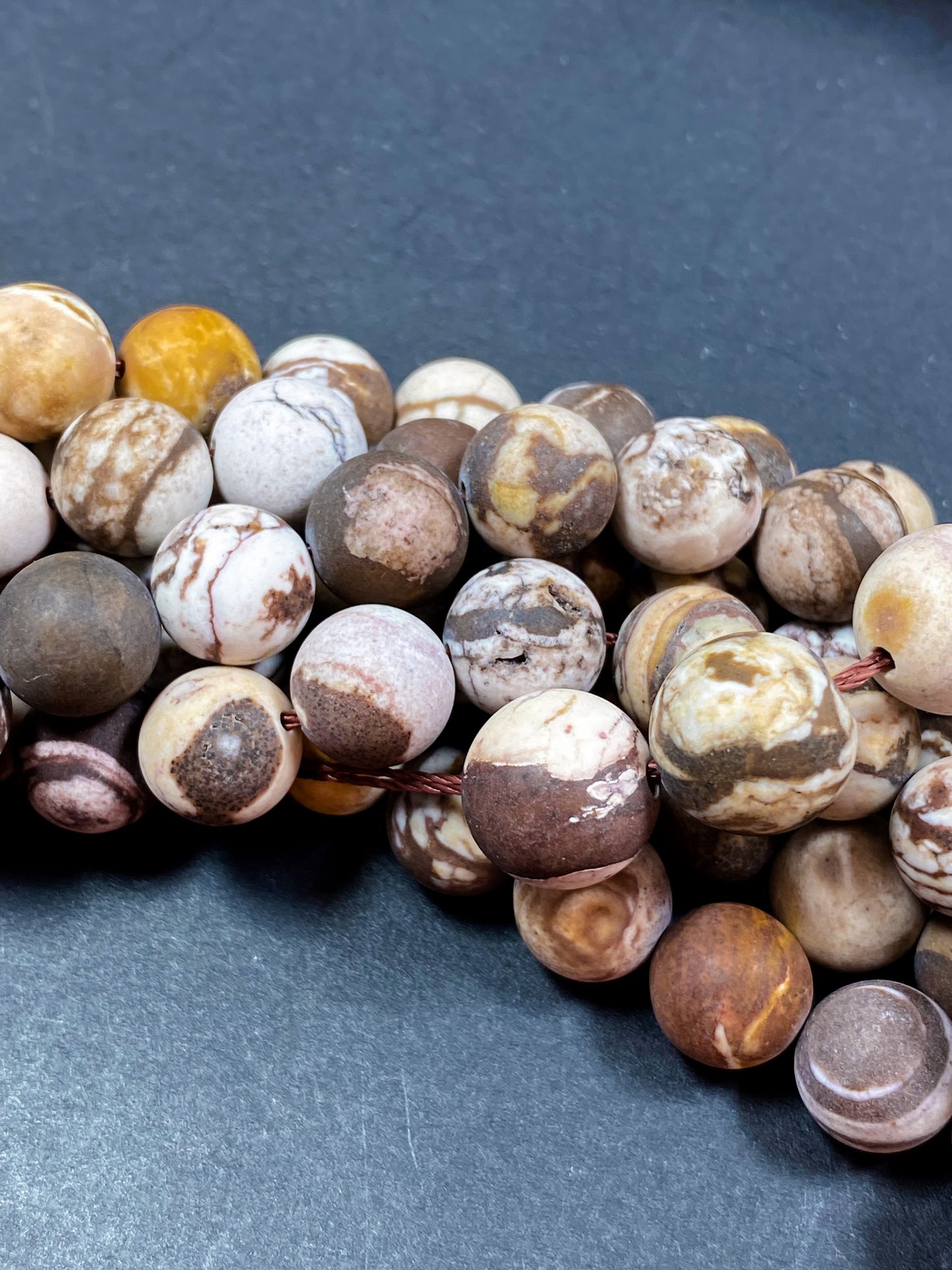 Natural Matte Zebra Jasper Gemstone Bead 4mm 6mm 8mm 10mm 12mm Round Bead, Gorgeous Brown White Color Jasper Gemstone Beads