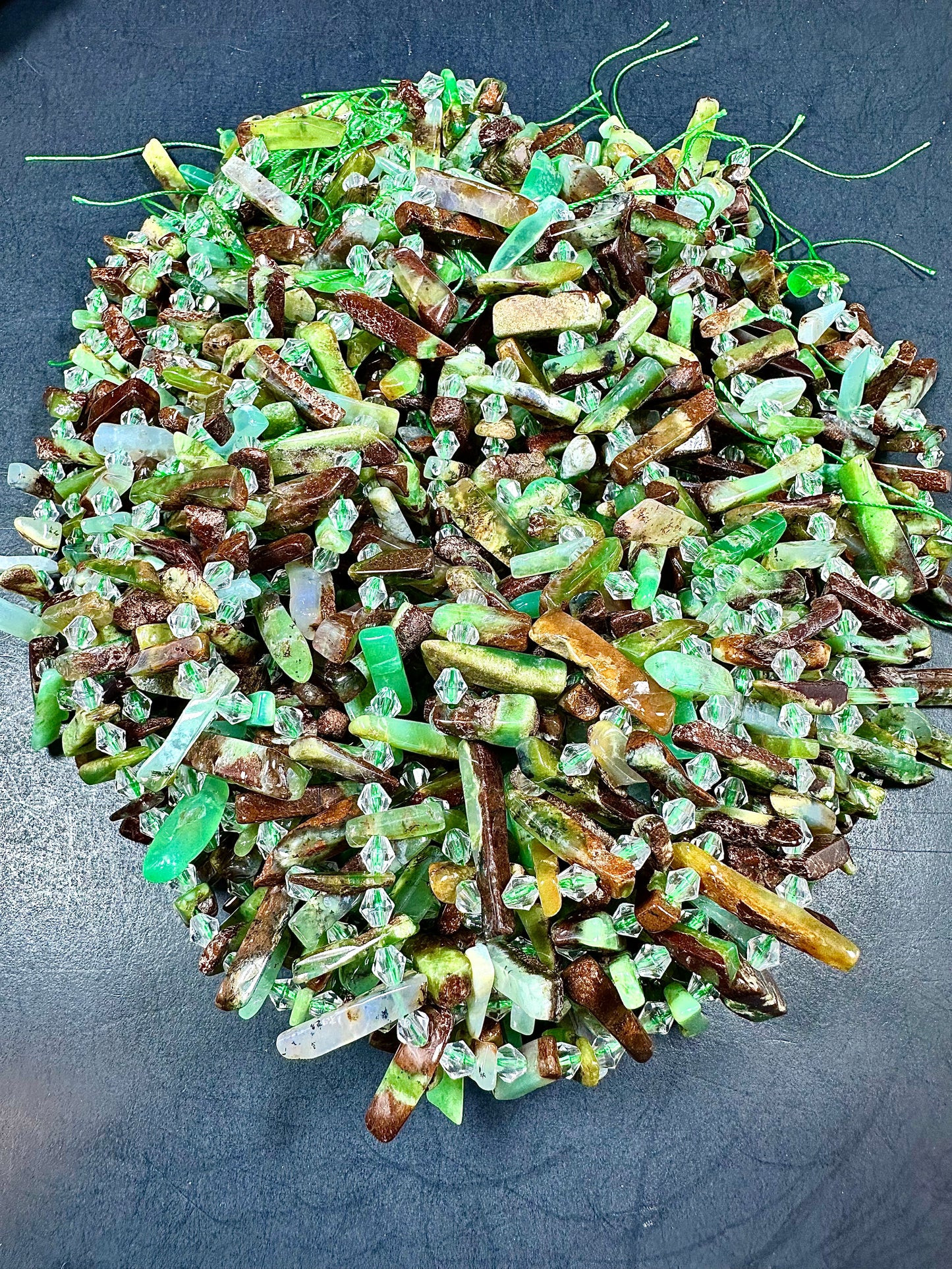 NATURAL Chrysoprase Gemstone Bead 10x4mm to 30x7mm Stick Shape, Gorgeous Green Brown Color Beads Great Quality Full Strand 15.5"