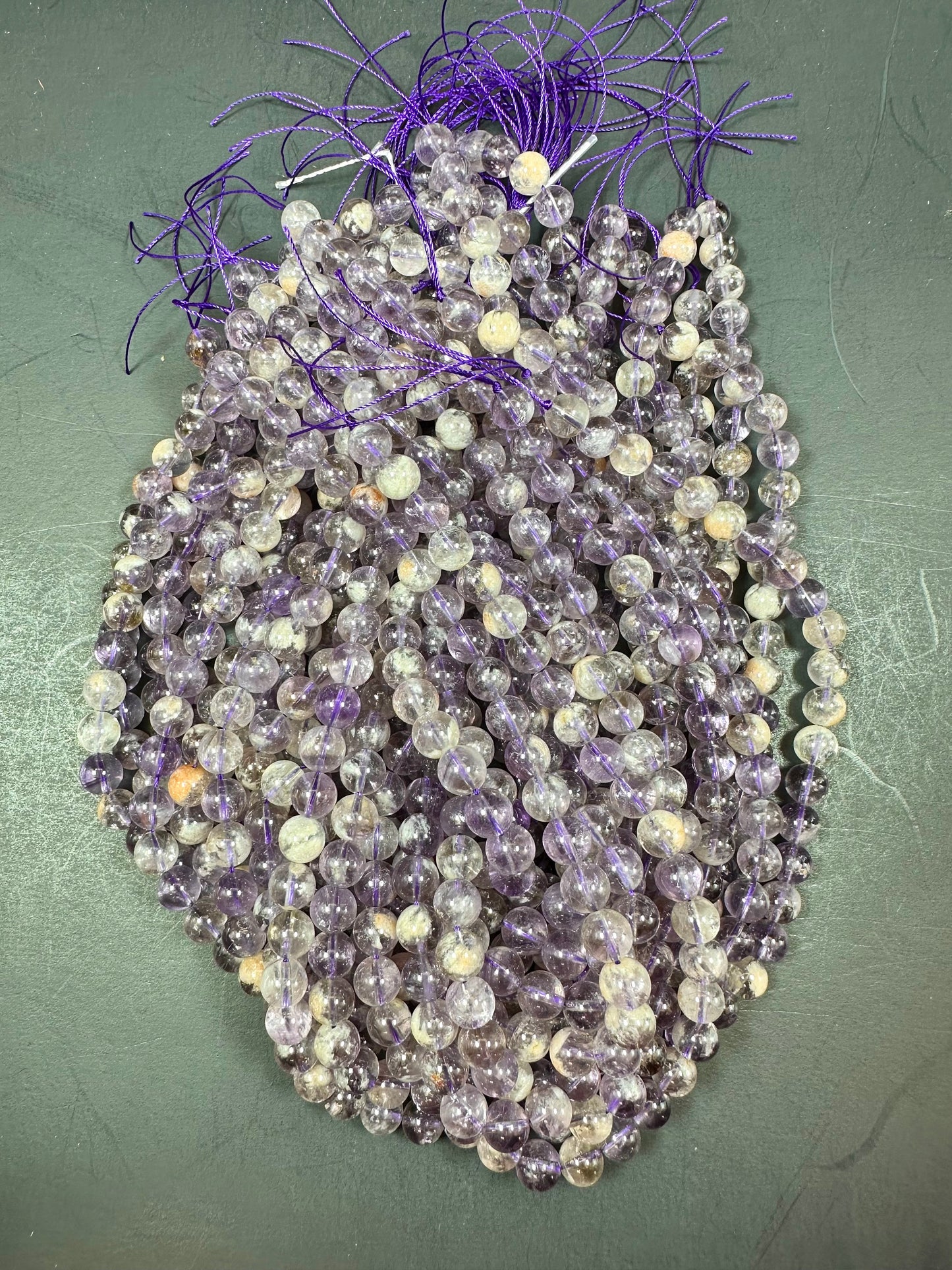Natural Super 7 Gemstone Bead 6mm 8mm 10mm Round Bead, Beautiful Purple Clear Color Super 7 Gemstone Bead Full Strand 15.5"