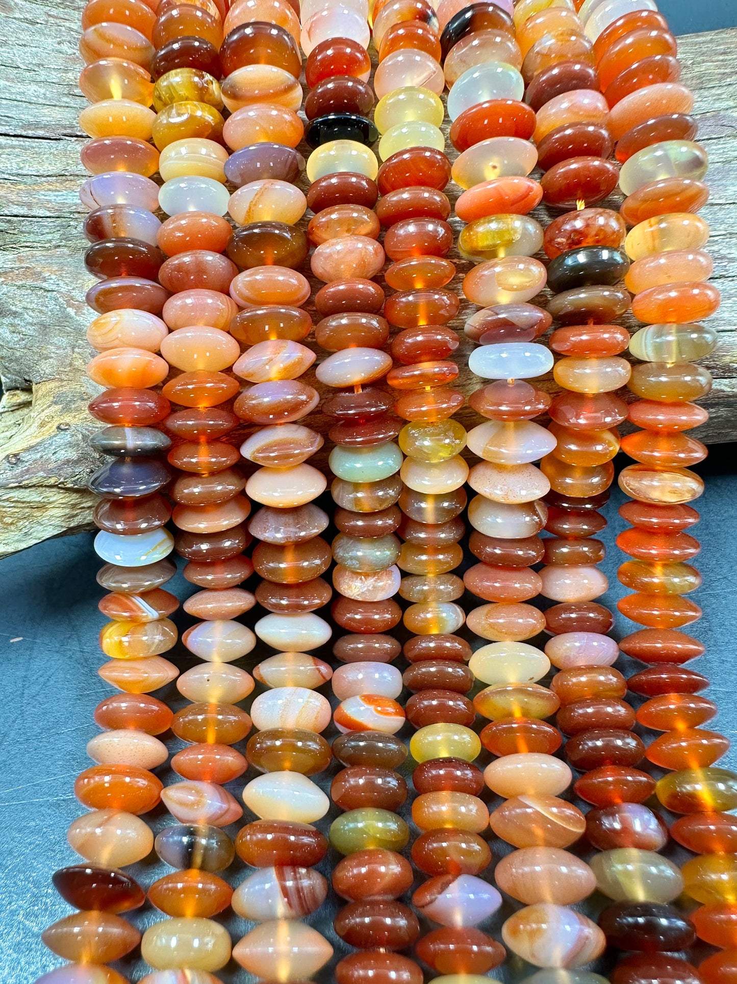 NATURAL Botswana Agate Gemstone 4x9mm Rondelle Shape Gemstone Bead, Gorgeous Orange Color Beads, Excellent Quality Full Strand 15.5"