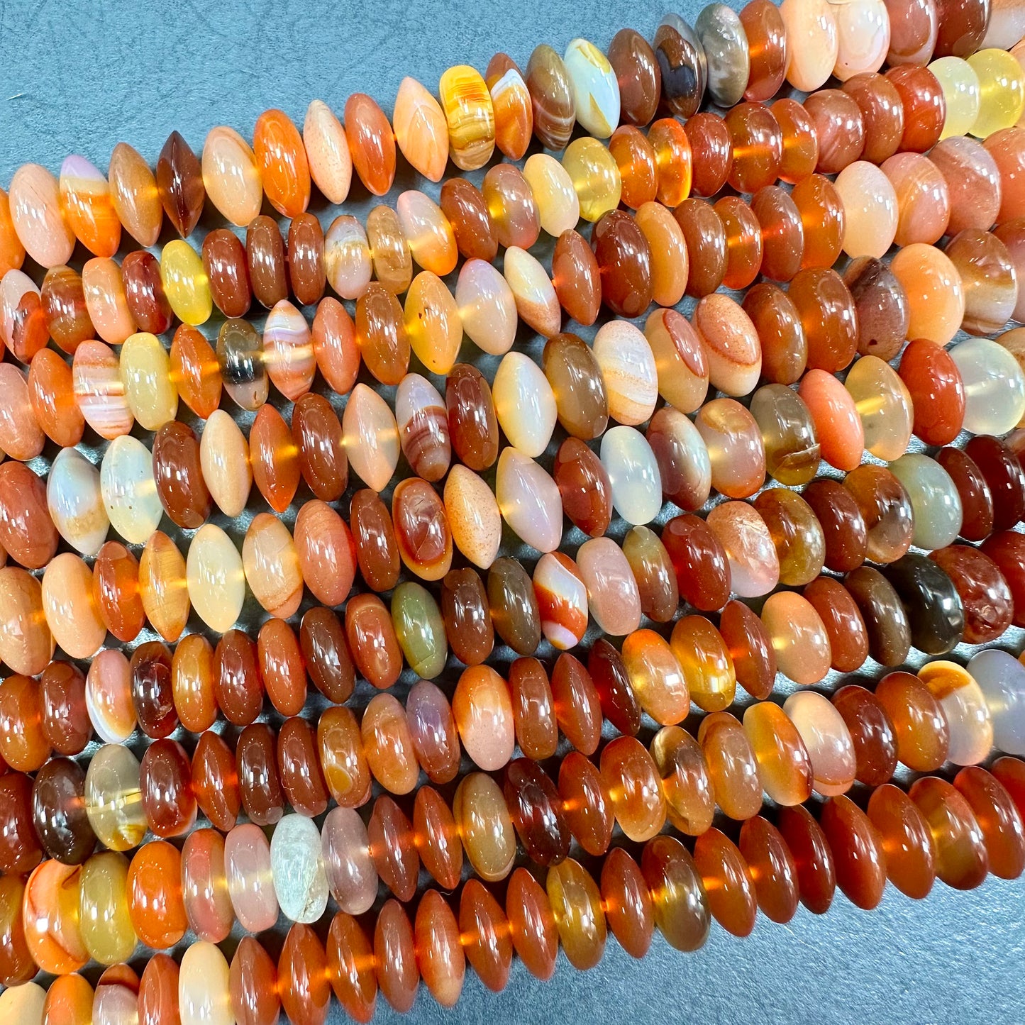 NATURAL Botswana Agate Gemstone 4x9mm Rondelle Shape Gemstone Bead, Gorgeous Orange Color Beads, Excellent Quality Full Strand 15.5"