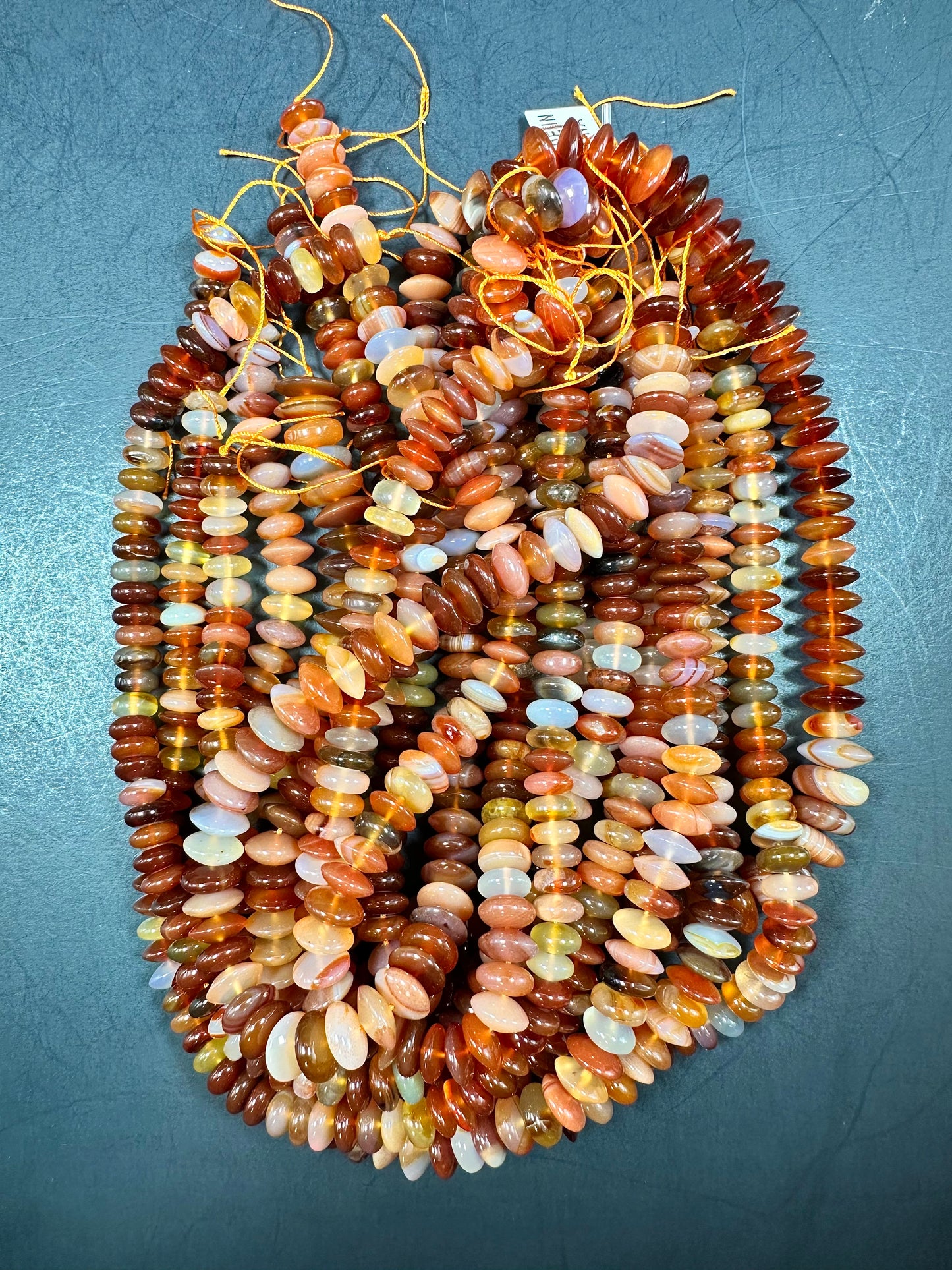 NATURAL Botswana Agate Gemstone 4x9mm Rondelle Shape Gemstone Bead, Gorgeous Orange Color Beads, Excellent Quality Full Strand 15.5"