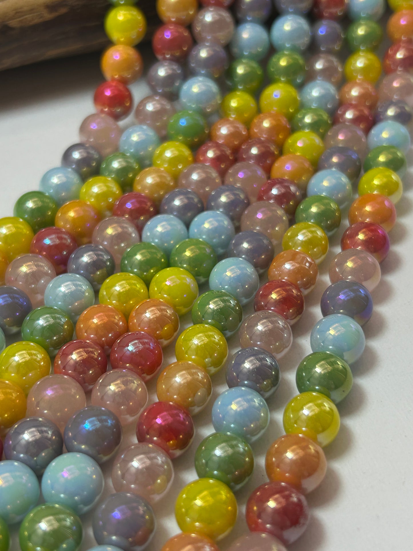 Beautiful Chinese crystal. Smooth Round shape bead. Gorgeous Multi-Color with iridescent rainbow colors, great quality crystal full strand