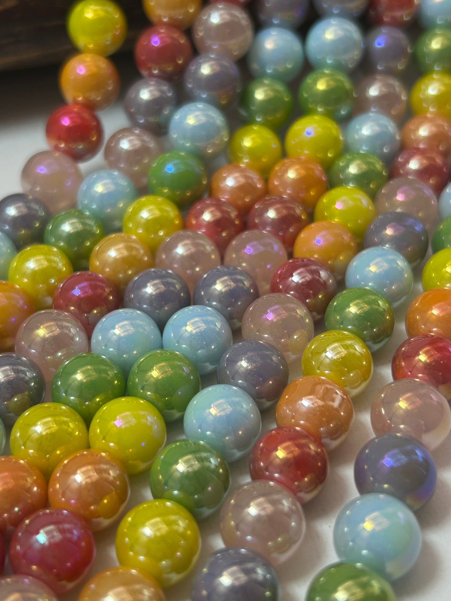 Beautiful Chinese crystal. Smooth Round shape bead. Gorgeous Multi-Color with iridescent rainbow colors, great quality crystal full strand
