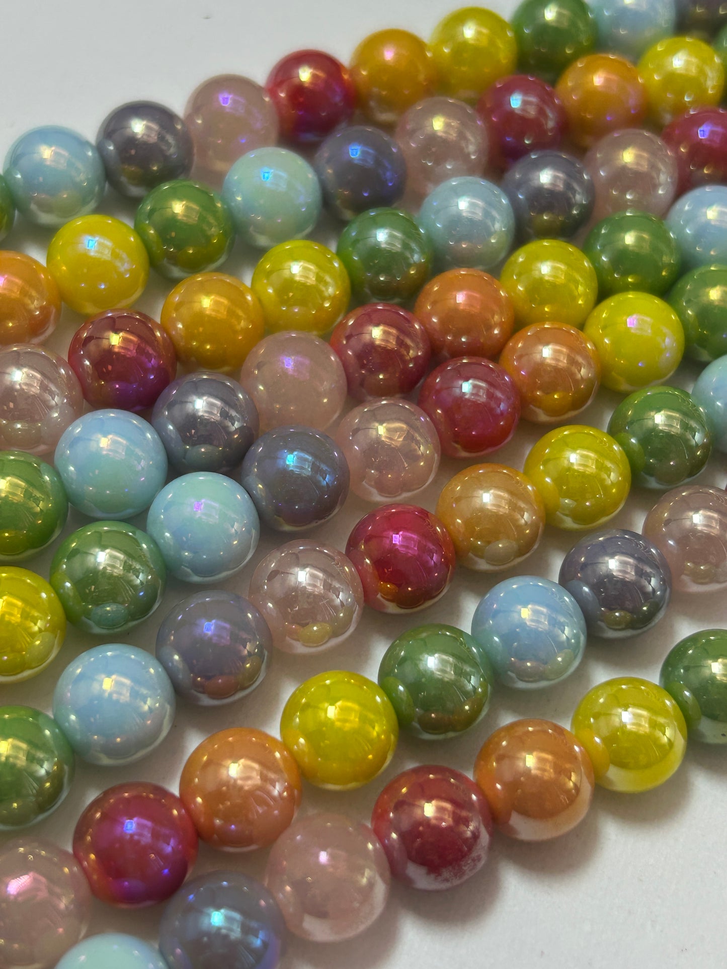 Beautiful Chinese crystal. Smooth Round shape bead. Gorgeous Multi-Color with iridescent rainbow colors, great quality crystal full strand
