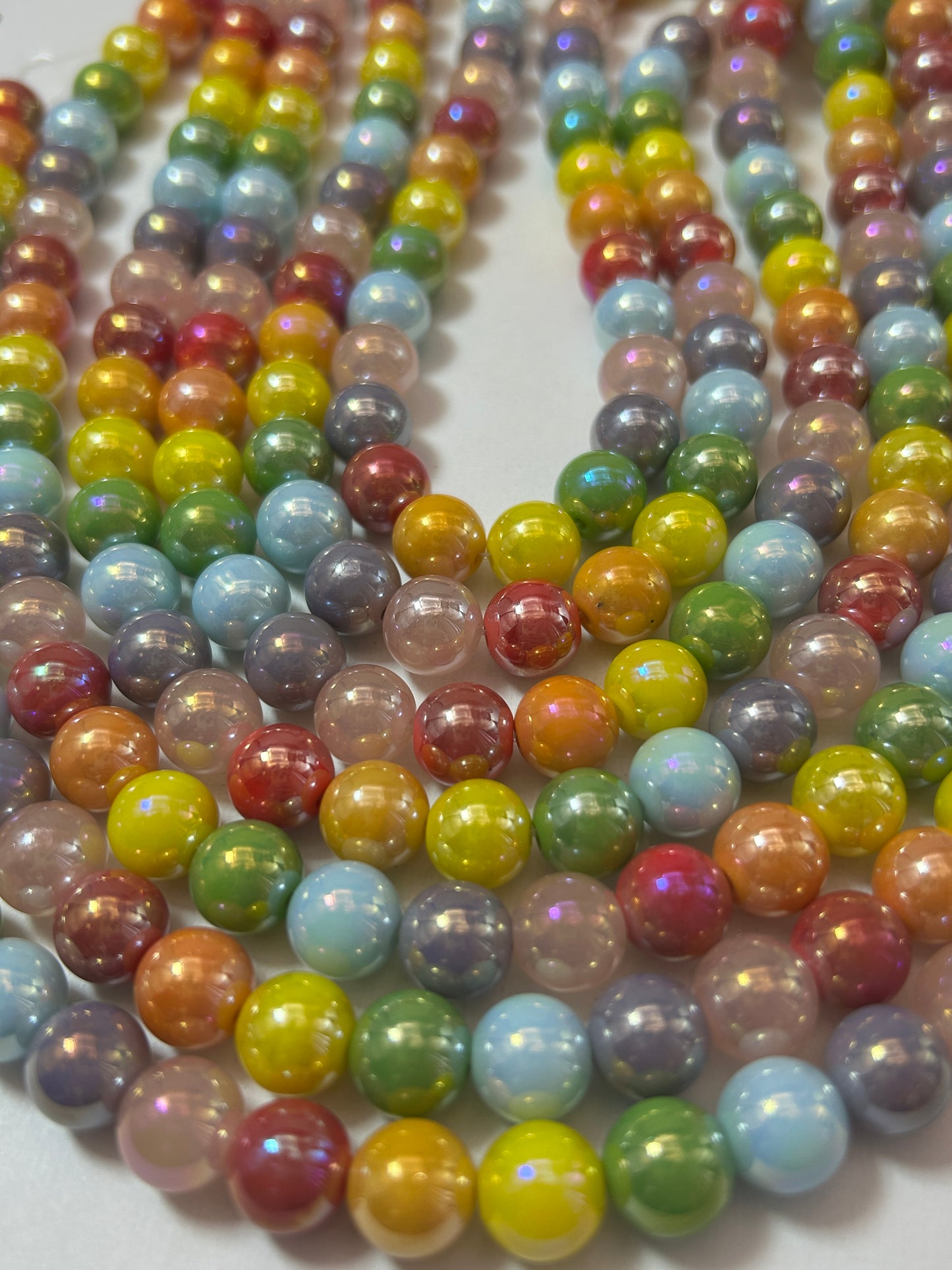 Beautiful Chinese crystal. Smooth Round shape bead. Gorgeous Multi-Color with iridescent rainbow colors, great quality crystal full strand