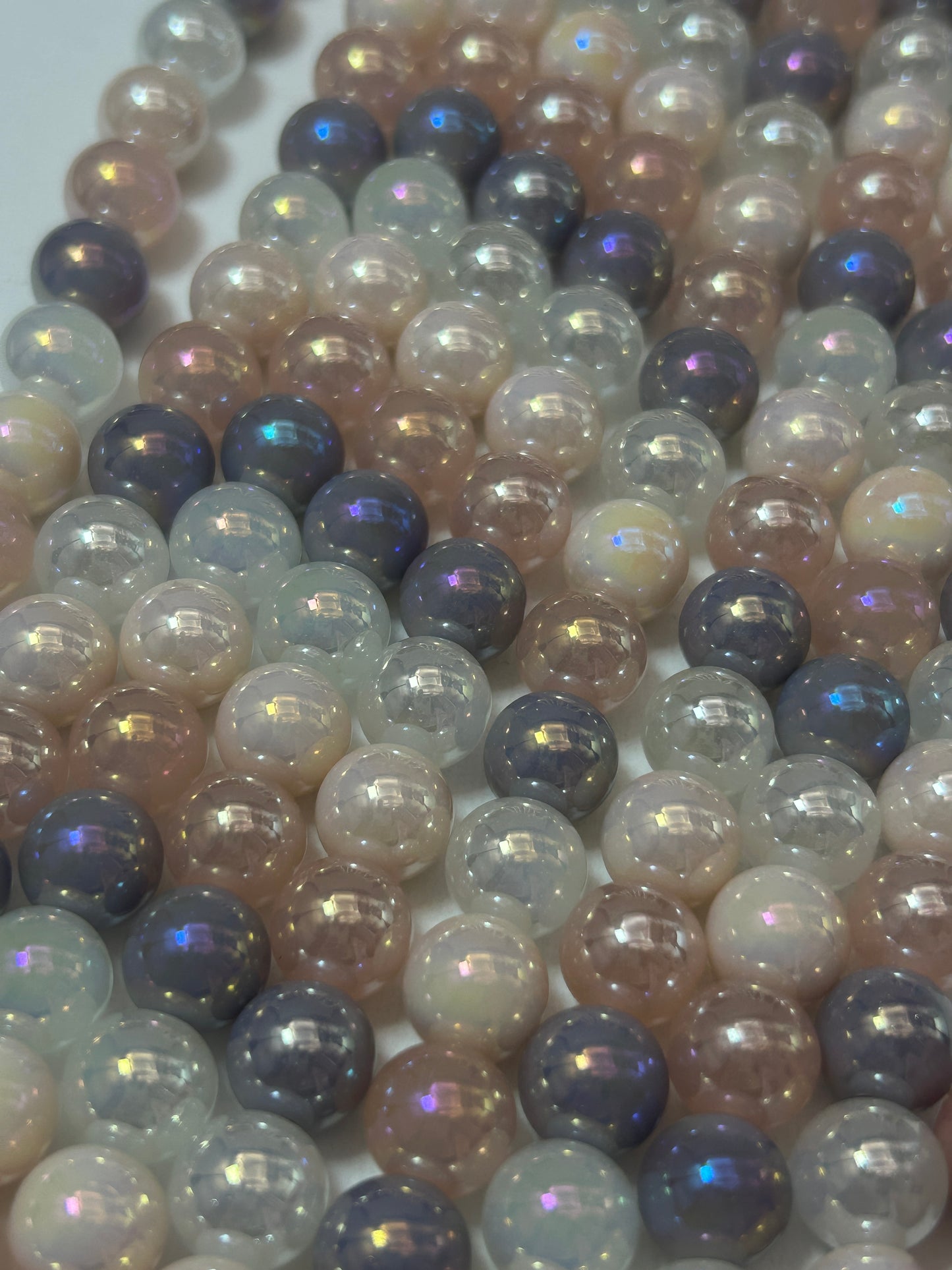Beautiful Chinese crystal. Smooth Round shape bead. Gorgeous multicolor with iridescent rainbow colors, great quality crystal full strand