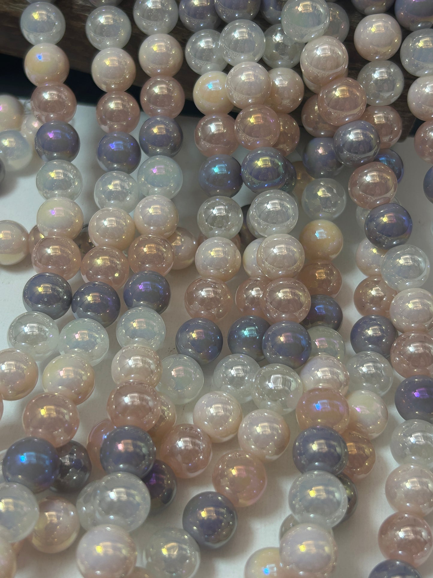 Beautiful Chinese crystal. Smooth Round shape bead. Gorgeous multicolor with iridescent rainbow colors, great quality crystal full strand