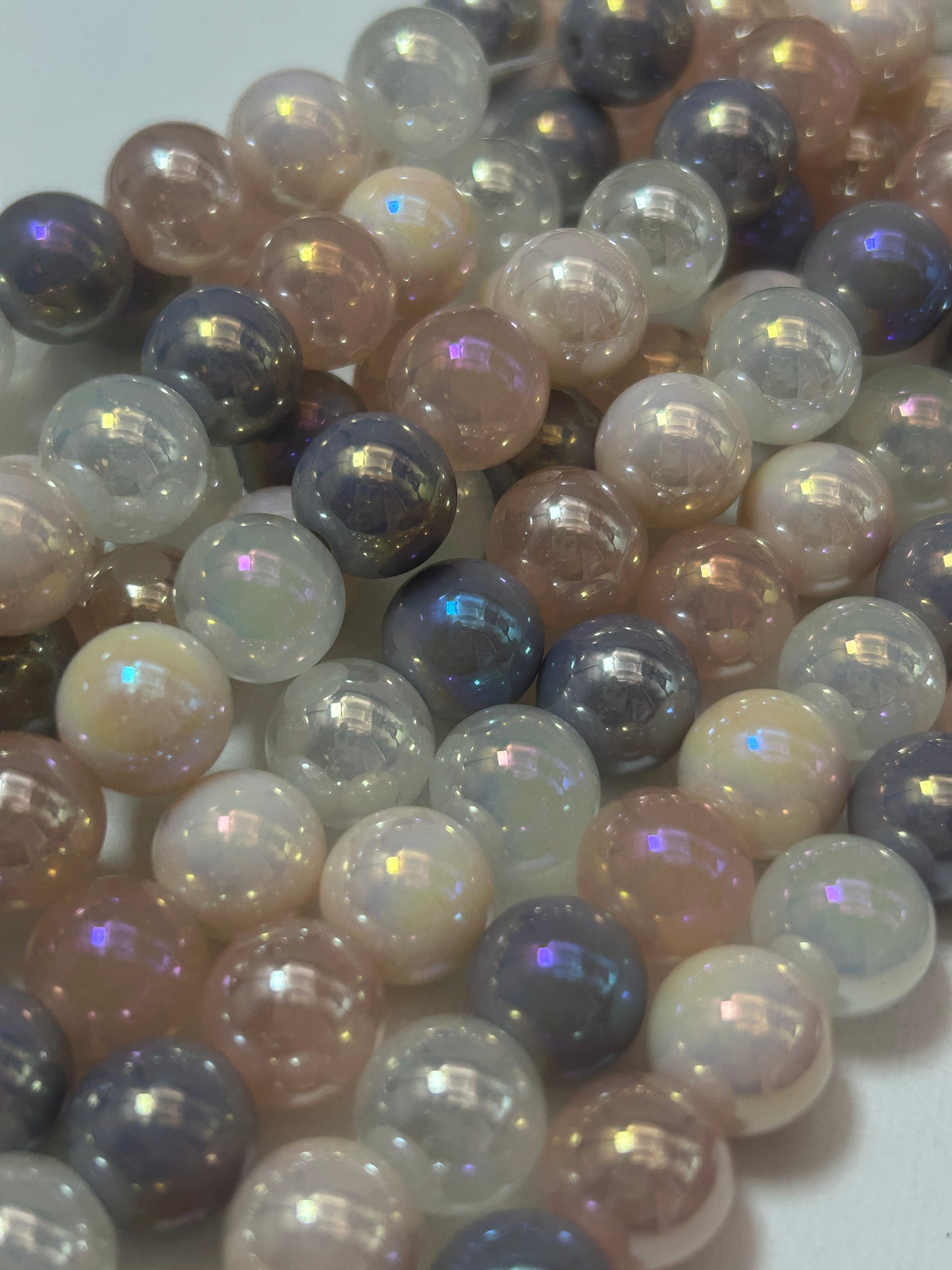 Beautiful Chinese crystal. Smooth Round shape bead. Gorgeous multicolor with iridescent rainbow colors, great quality crystal full strand