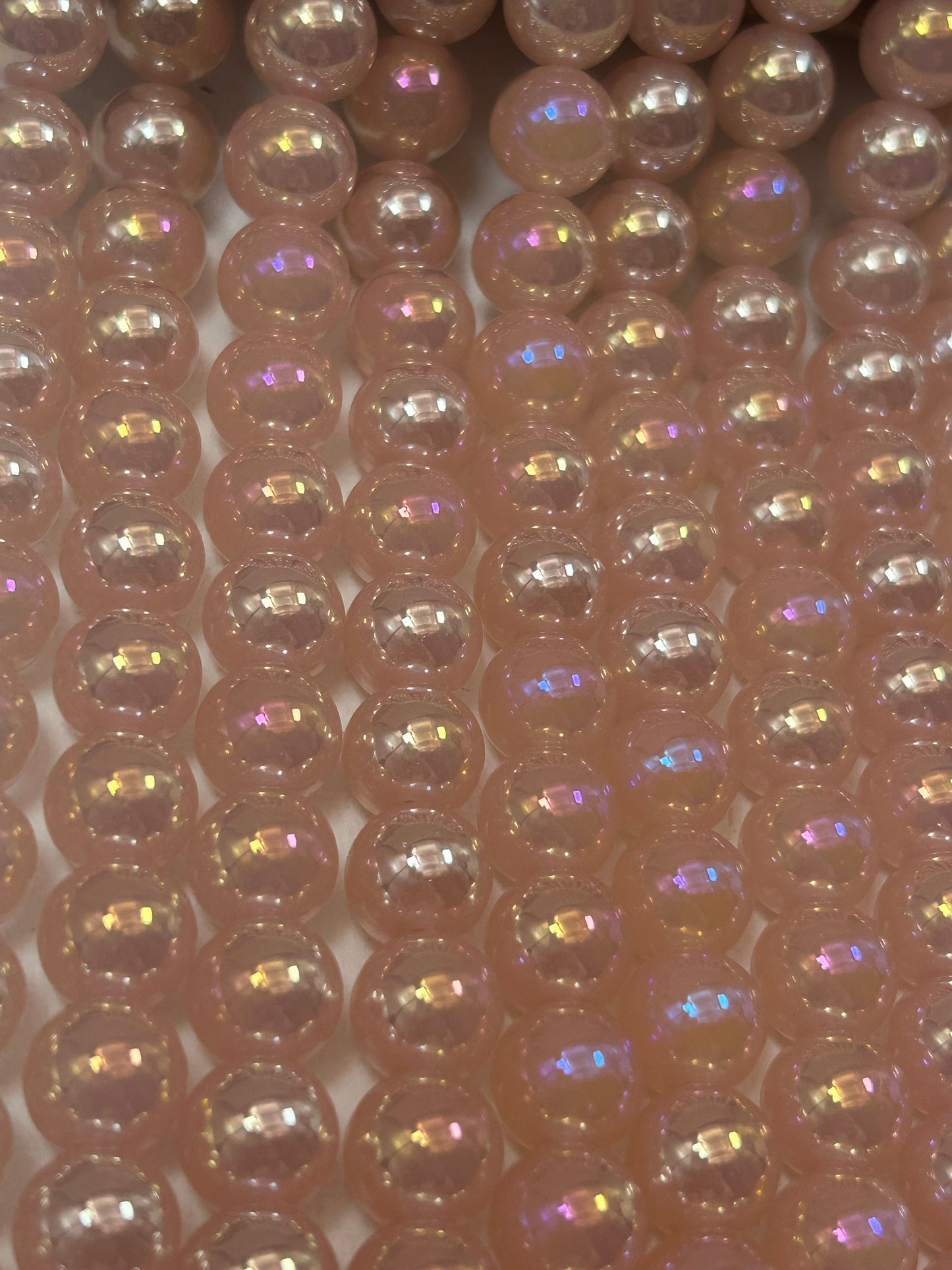 Beautiful Chinese crystal. Smooth Round shape bead. Gorgeous pink with iridescent rainbow colors, great quality crystal full strand