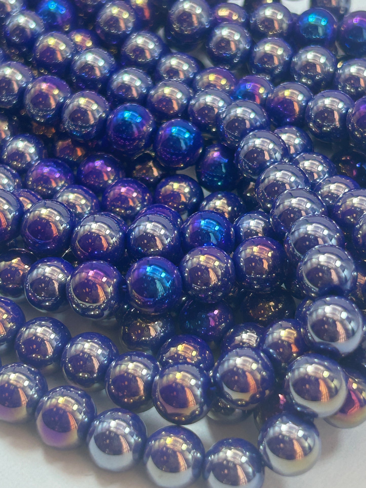 Beautiful Chinese crystal. Smooth Round shape bead. Gorgeous multichromatic purple with rainbow colors, great quality crystal full strand