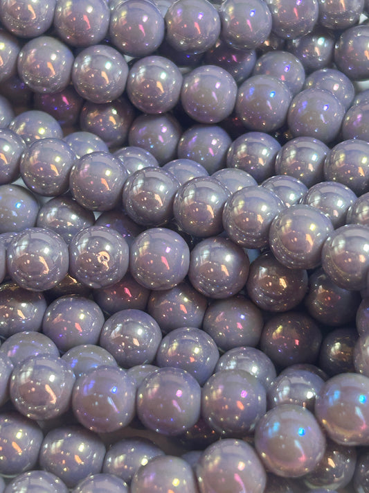 Beautiful Chinese crystal. Smooth Round shape bead. Gorgeous lavender with iridescent rainbow colors, great quality crystal full strand