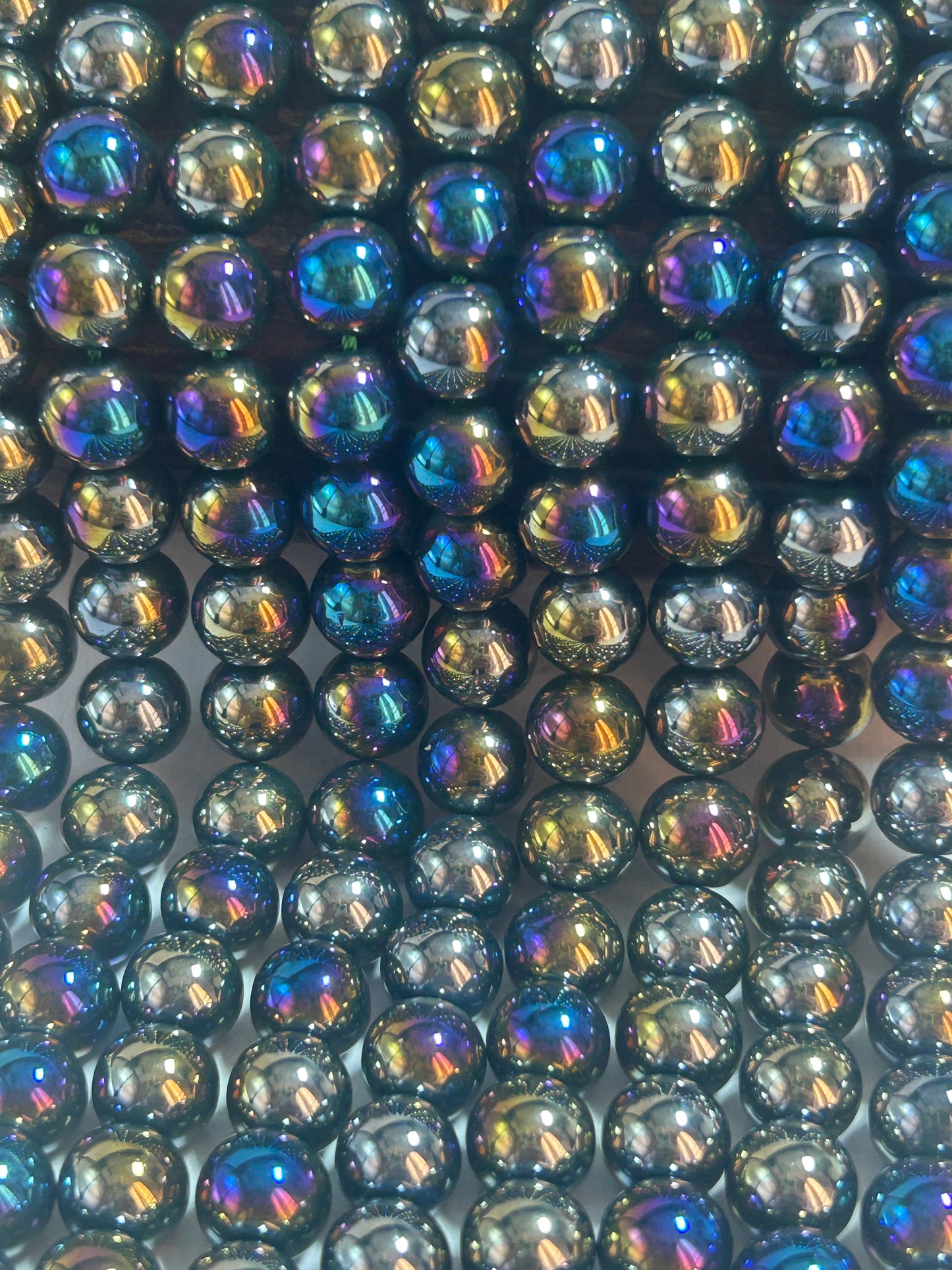 Beautiful Chinese crystal. Smooth Round shape bead. Gorgeous multichromatic with rainbow colors, great quality crystal full strand