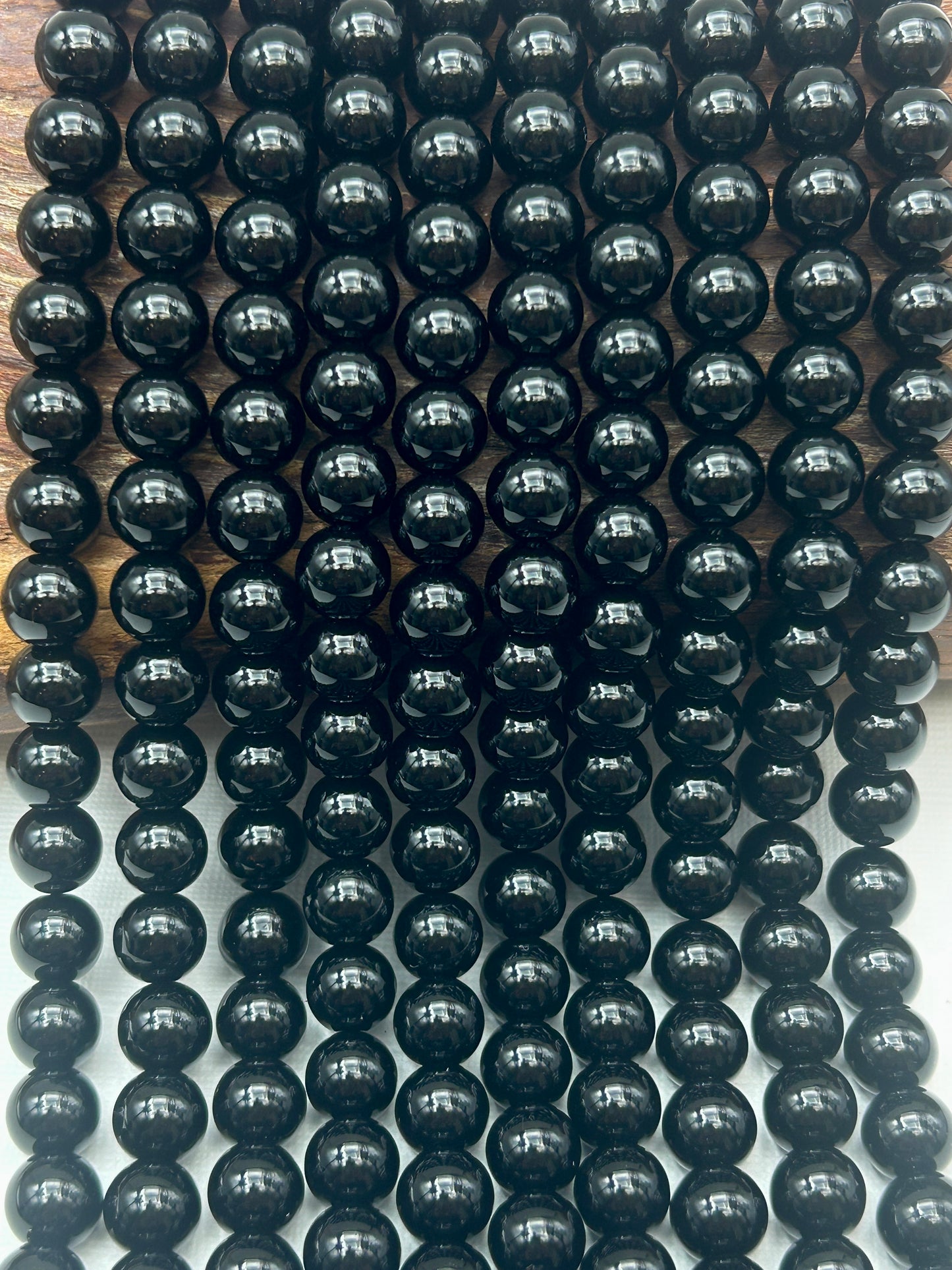 Beautiful Chinese crystal. Smooth Round shape bead. Gorgeous black, great quality crystal full strand