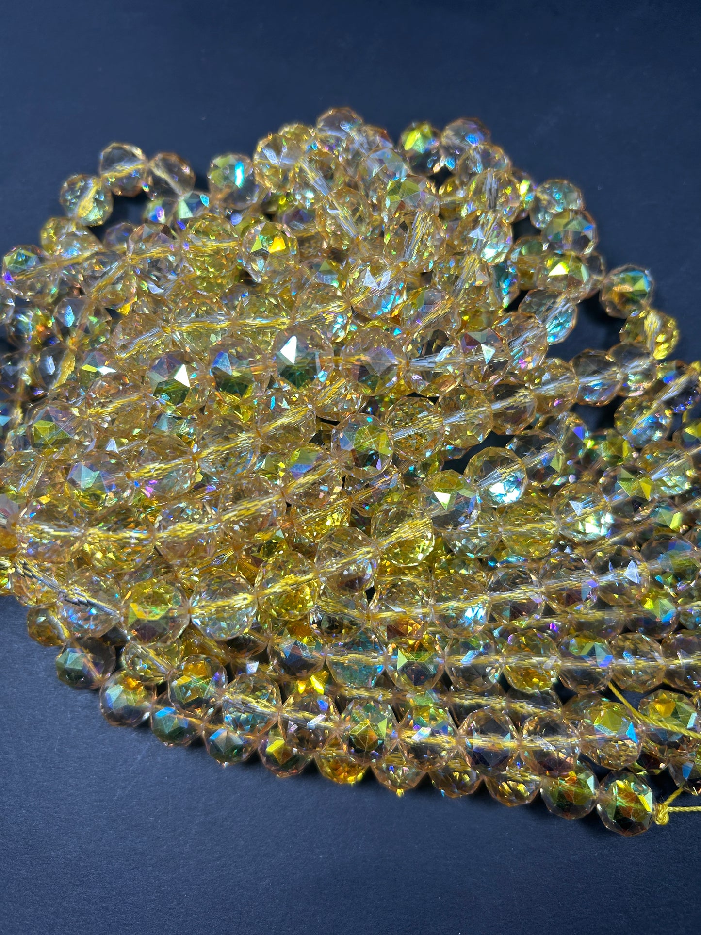 Beautiful Clear Yellow Mystic Chinese Crystal Glass Bead Faceted 6MM 8MM 10MM Round Bead, Gorgeous Iridescent Clear Great Quality Glass