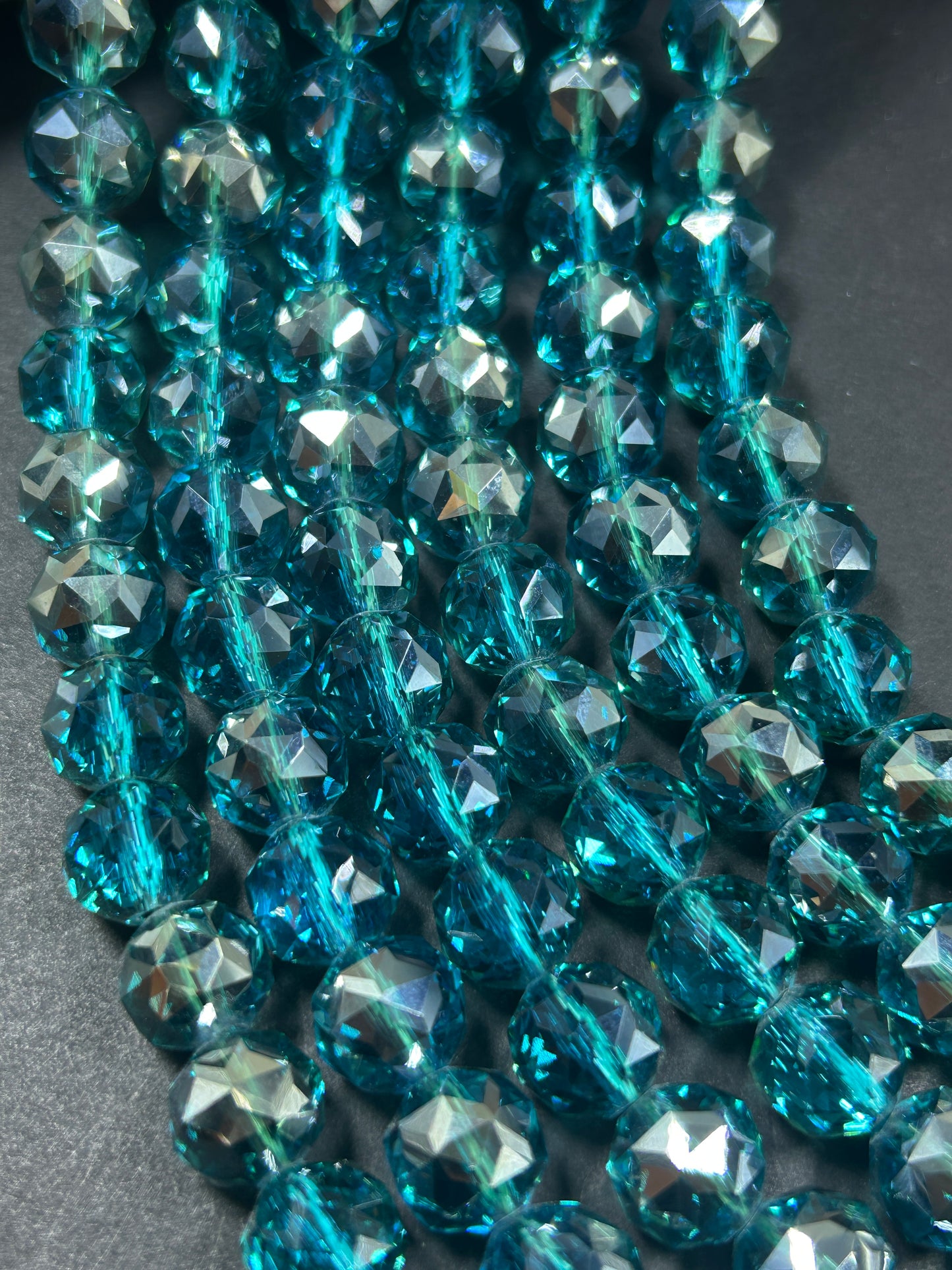 Beautiful Clear Turquoise Mystic Chinese Crystal Glass Bead Faceted 6MM 8MM 10MM Round Bead, Gorgeous Iridescent Clear Great Quality Glass